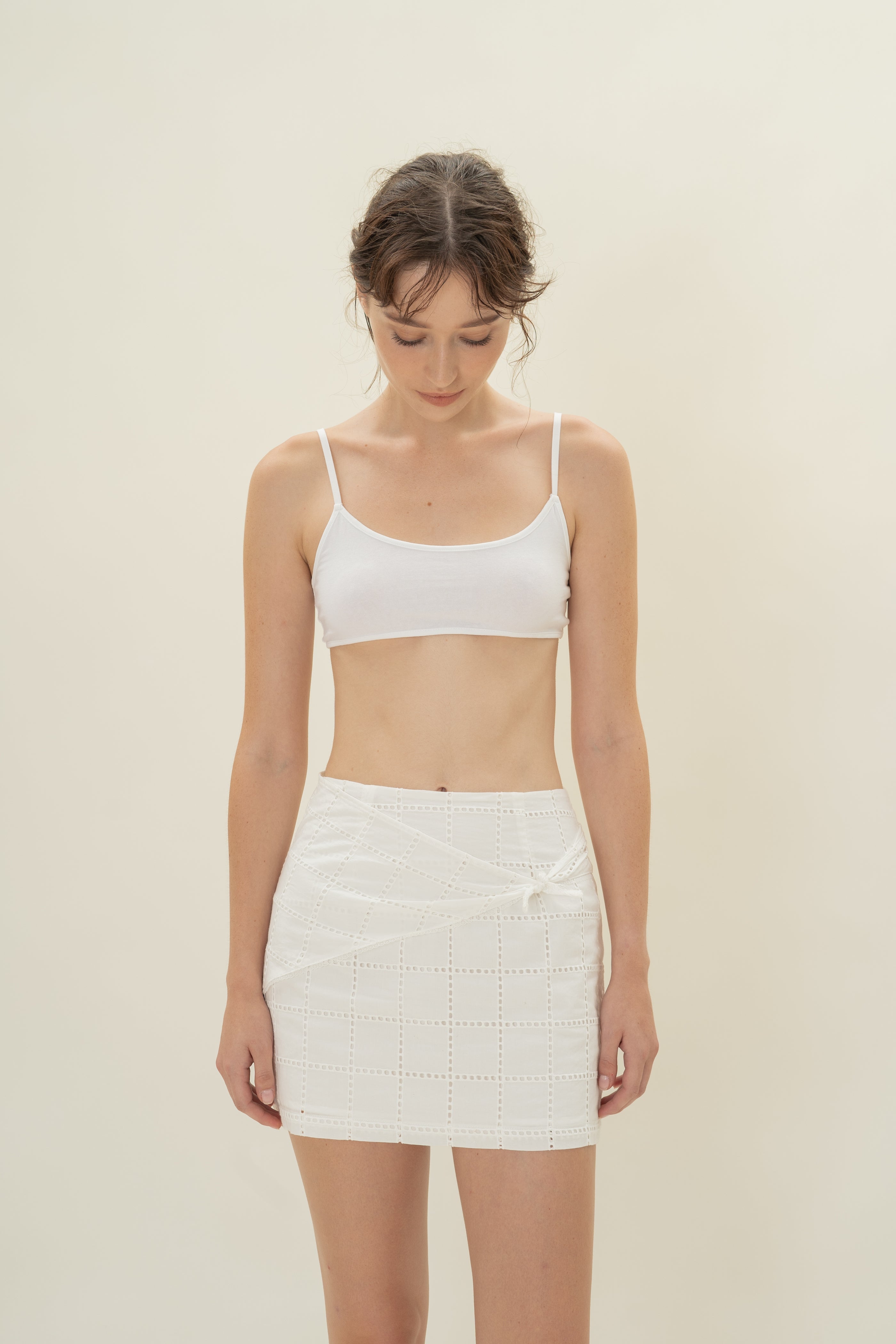 Square Broderie Scarf in White