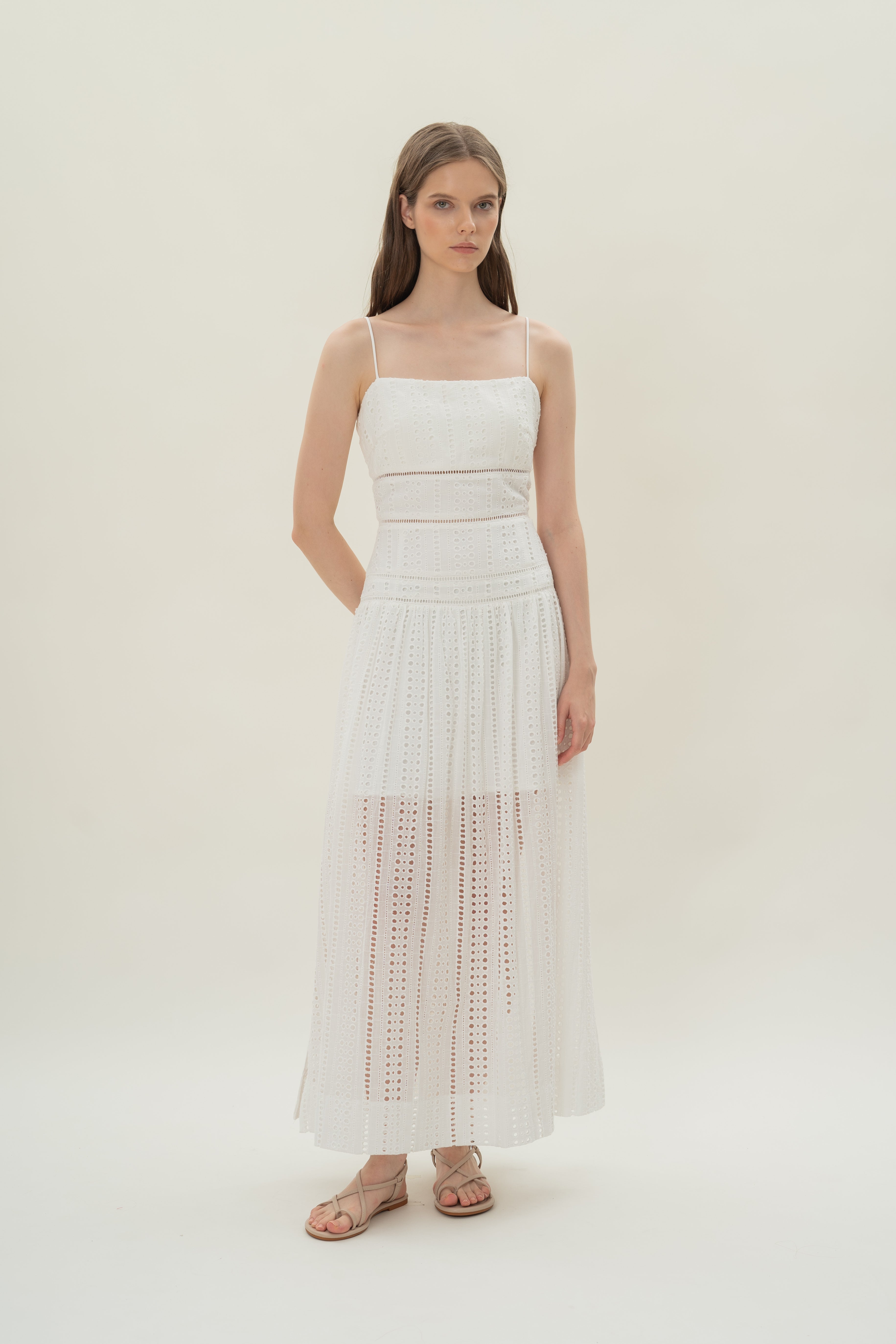 Broderie Anglaise Padded Tiered in White