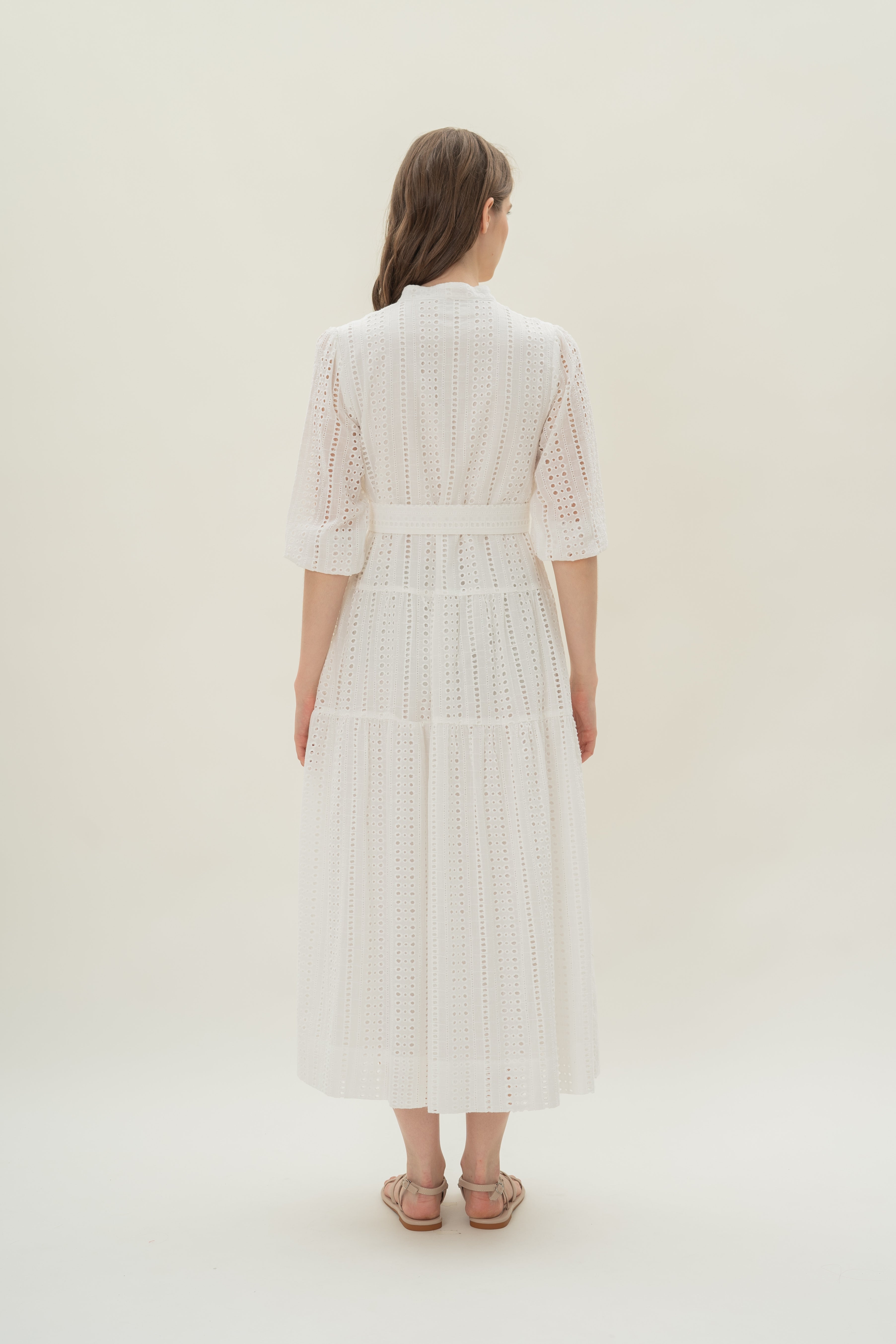 Broderie Anglaise Tiered Maxi Dress in White