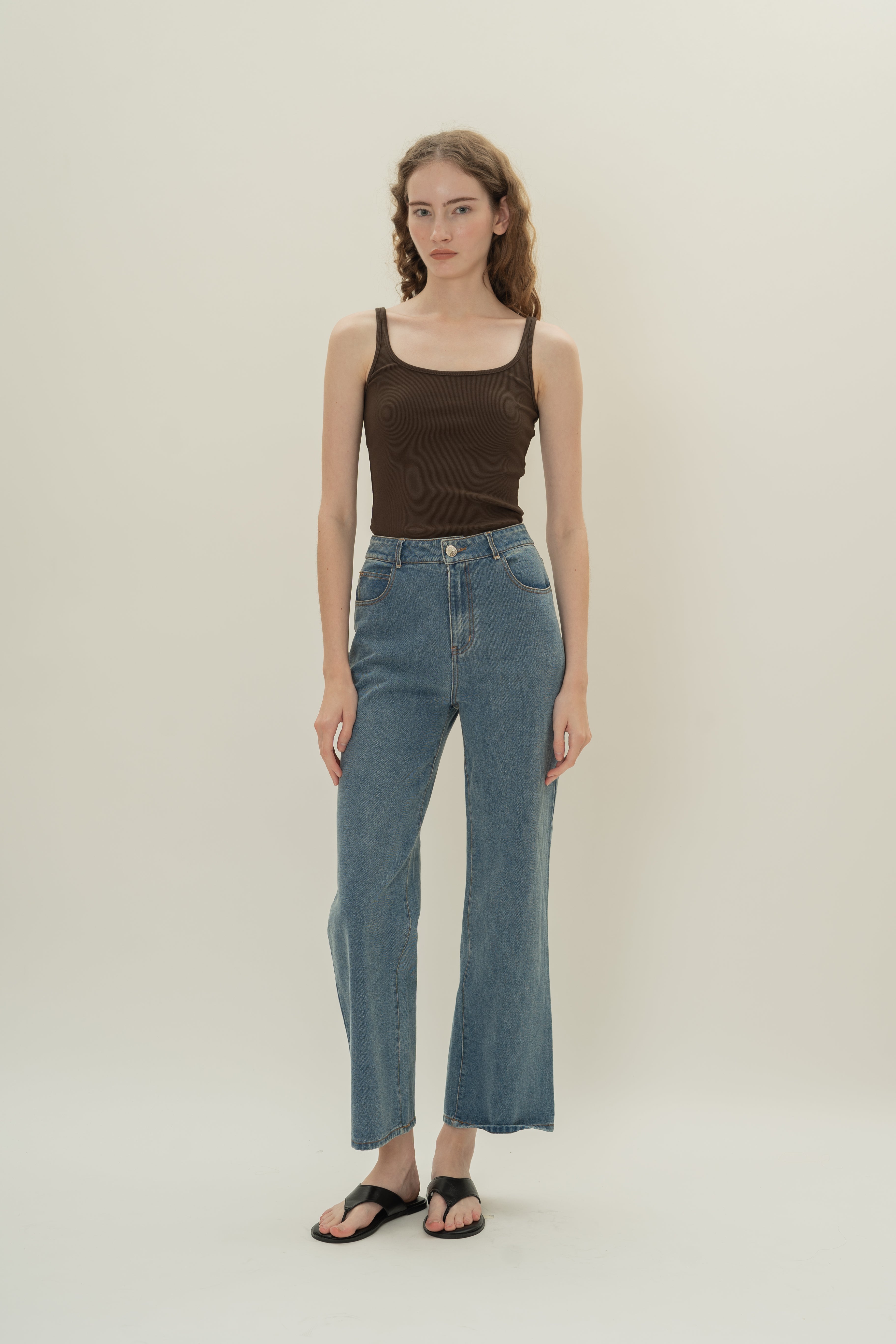 Soft Ribbed Tank Top in Umber