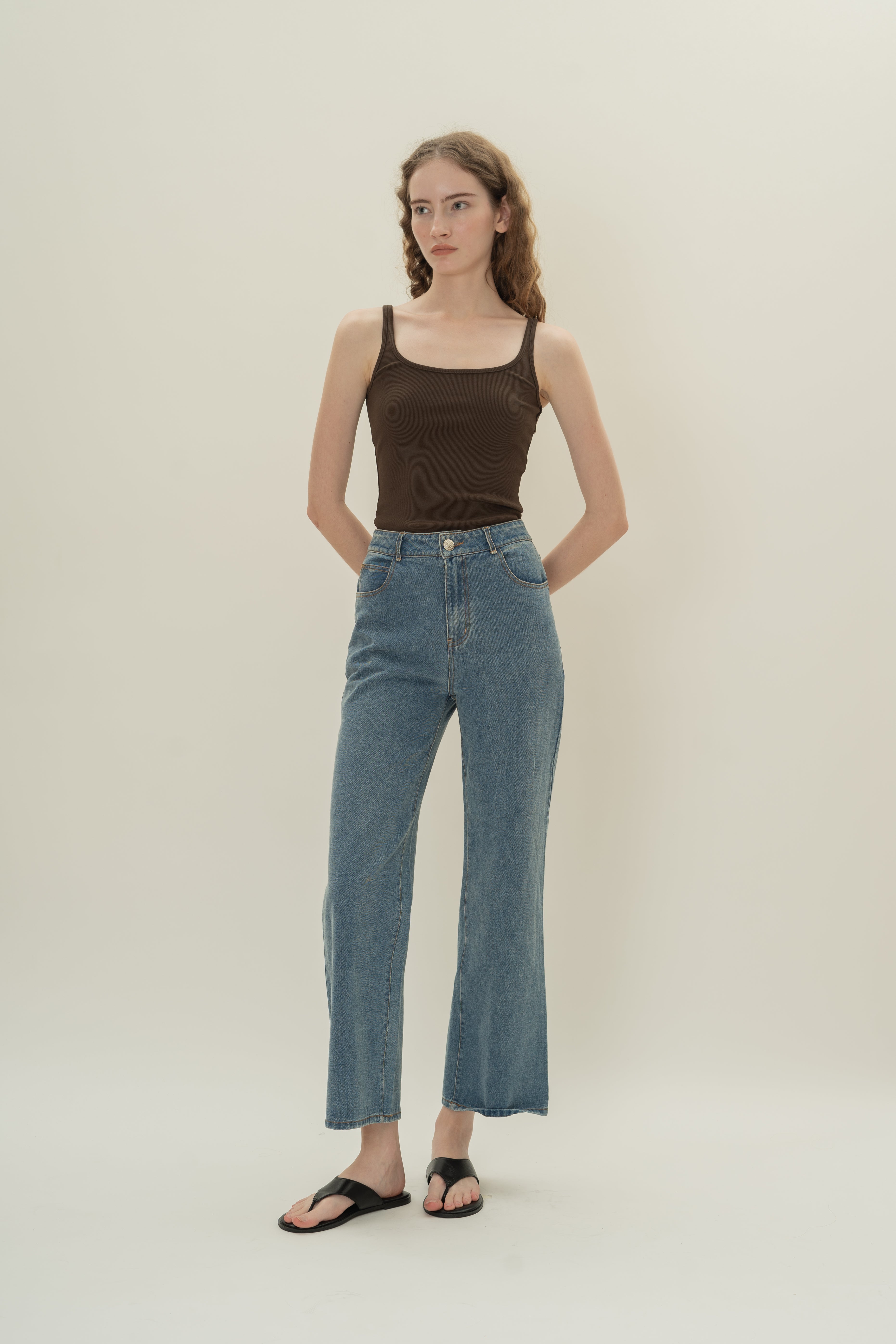 Soft Ribbed Tank Top in Umber