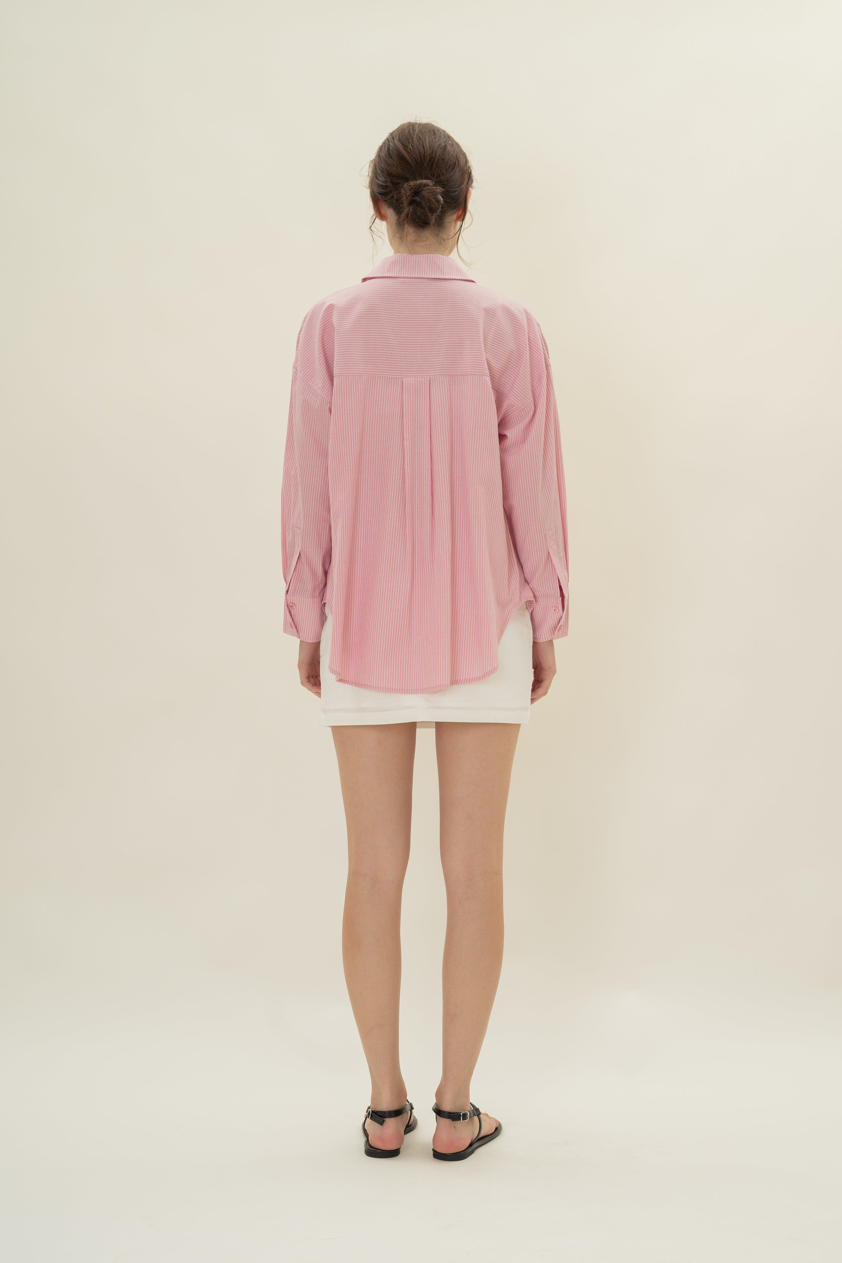 Cruise Long Sleeved Shirt in Cotton Pink Stripes