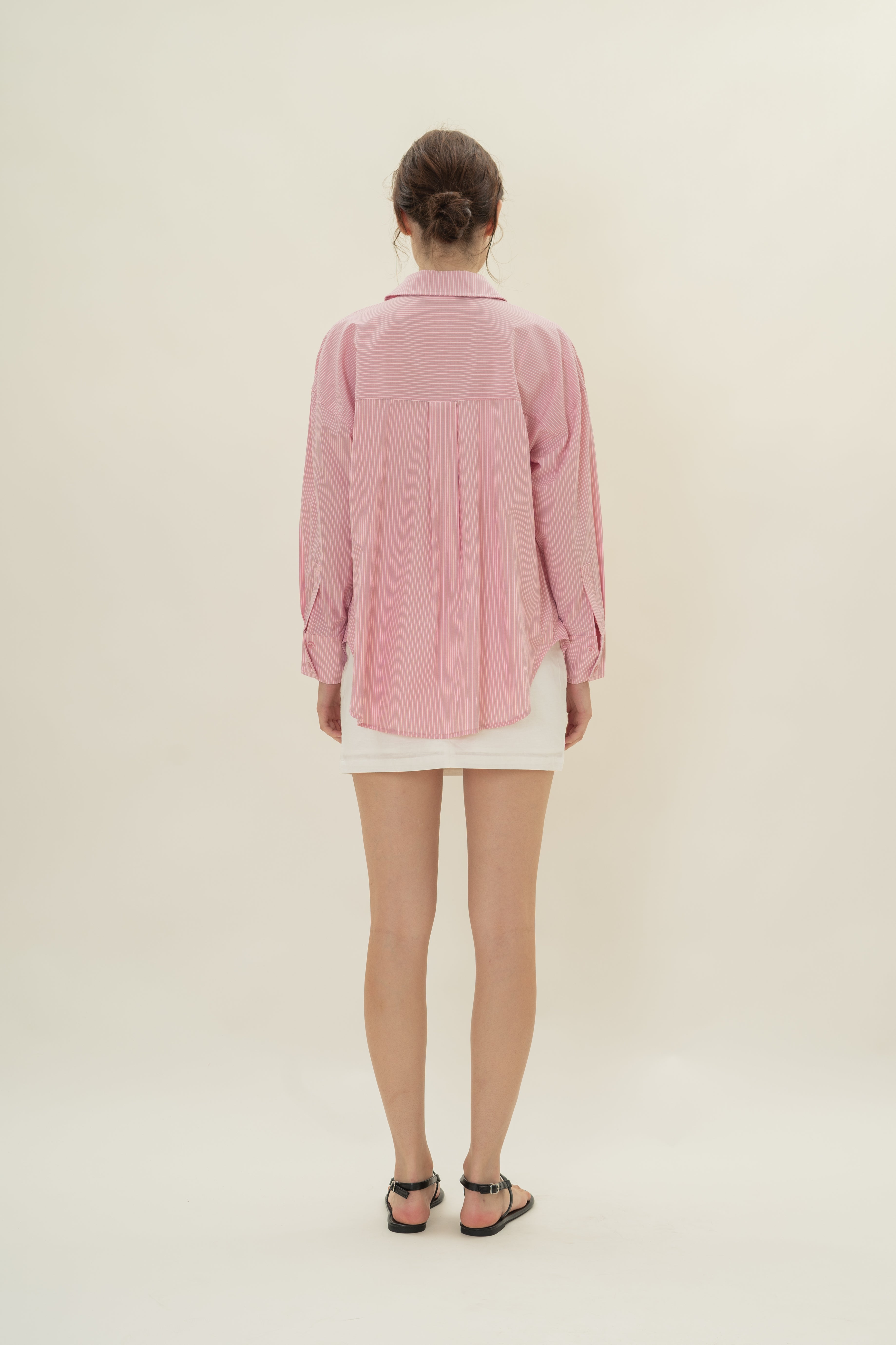 Cruise Long Sleeved Shirt in Cotton Pink Stripes
