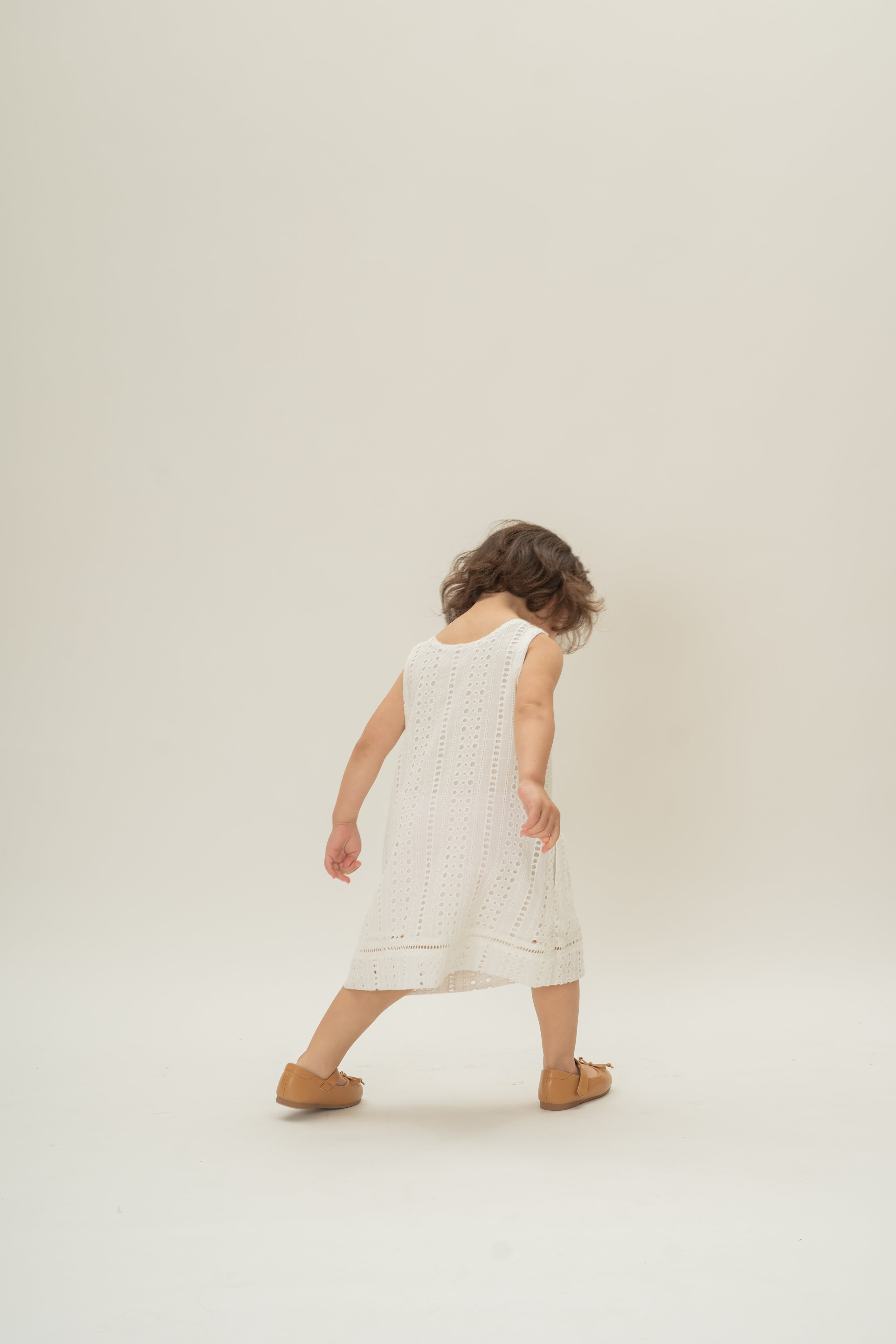 Mini Broderie Anglaise Sleeveless A-line Dress in White