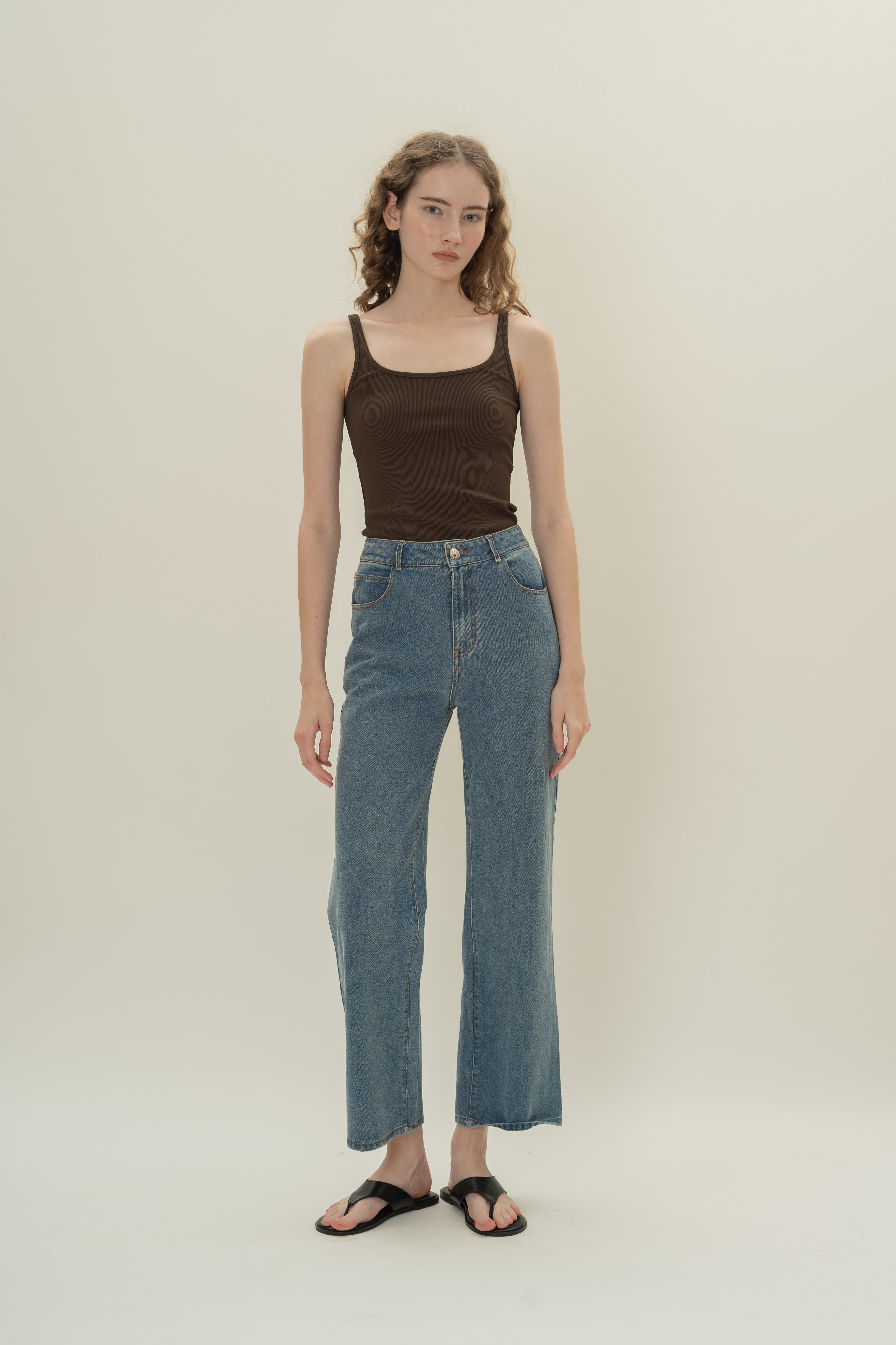 Soft Ribbed Tank Top in Umber
