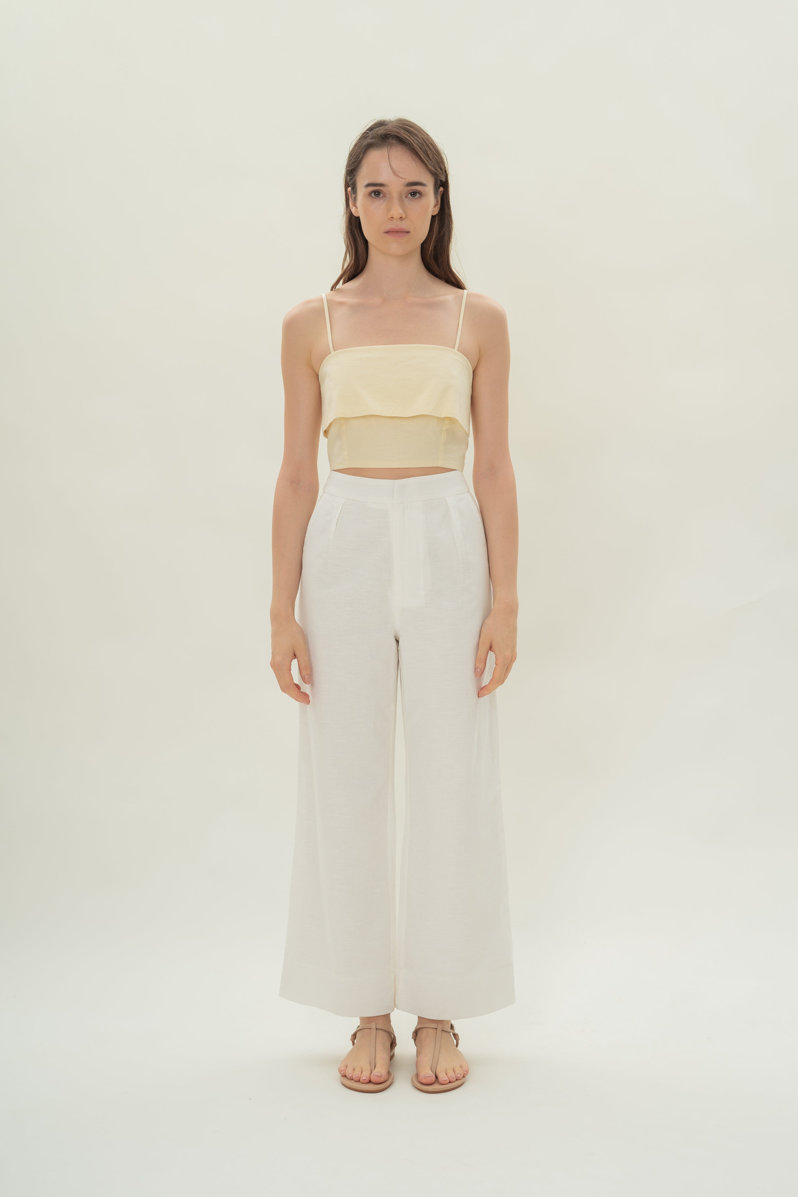 Panelled Cropped Top in Eggnog