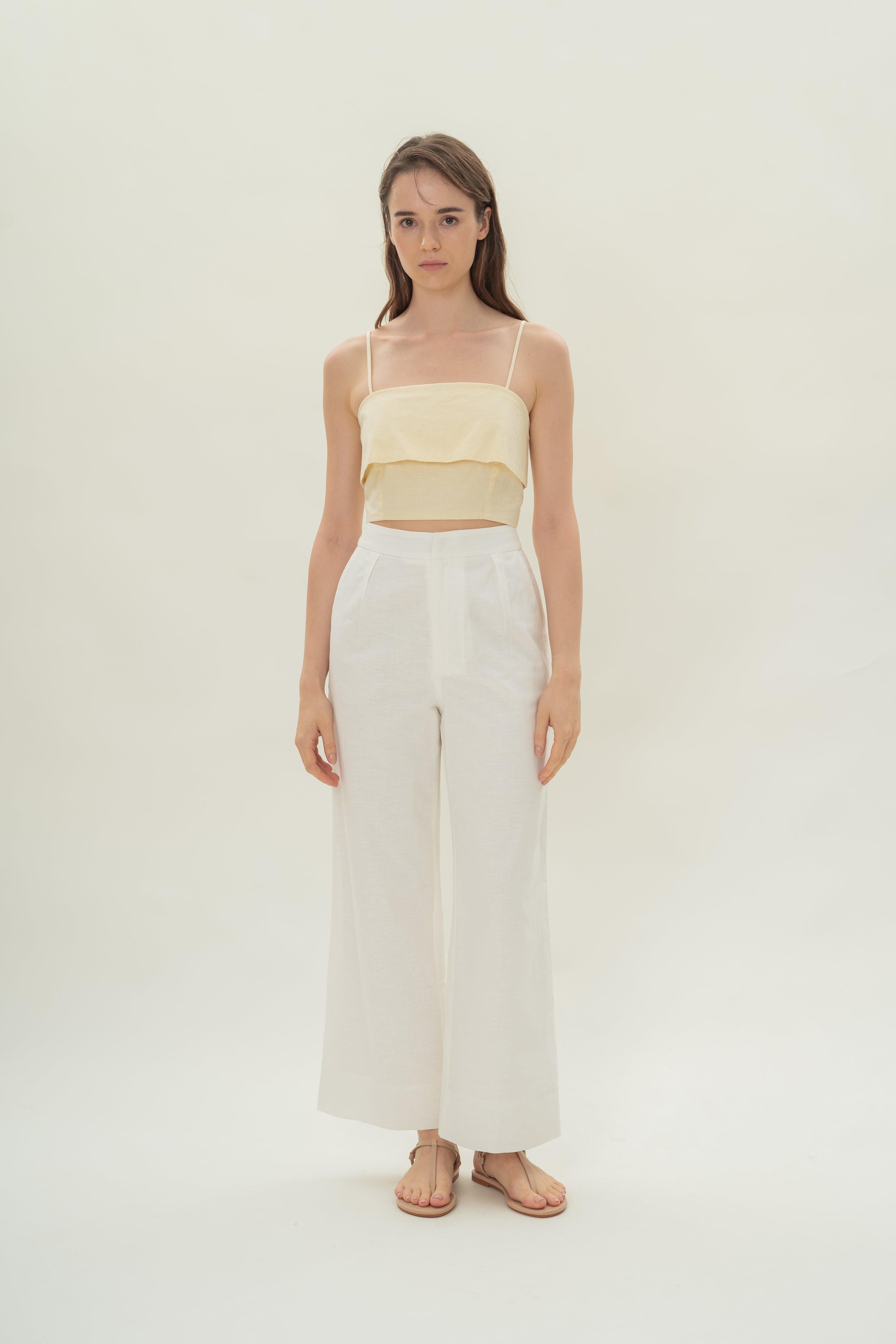 Panelled Cropped Top in Eggnog