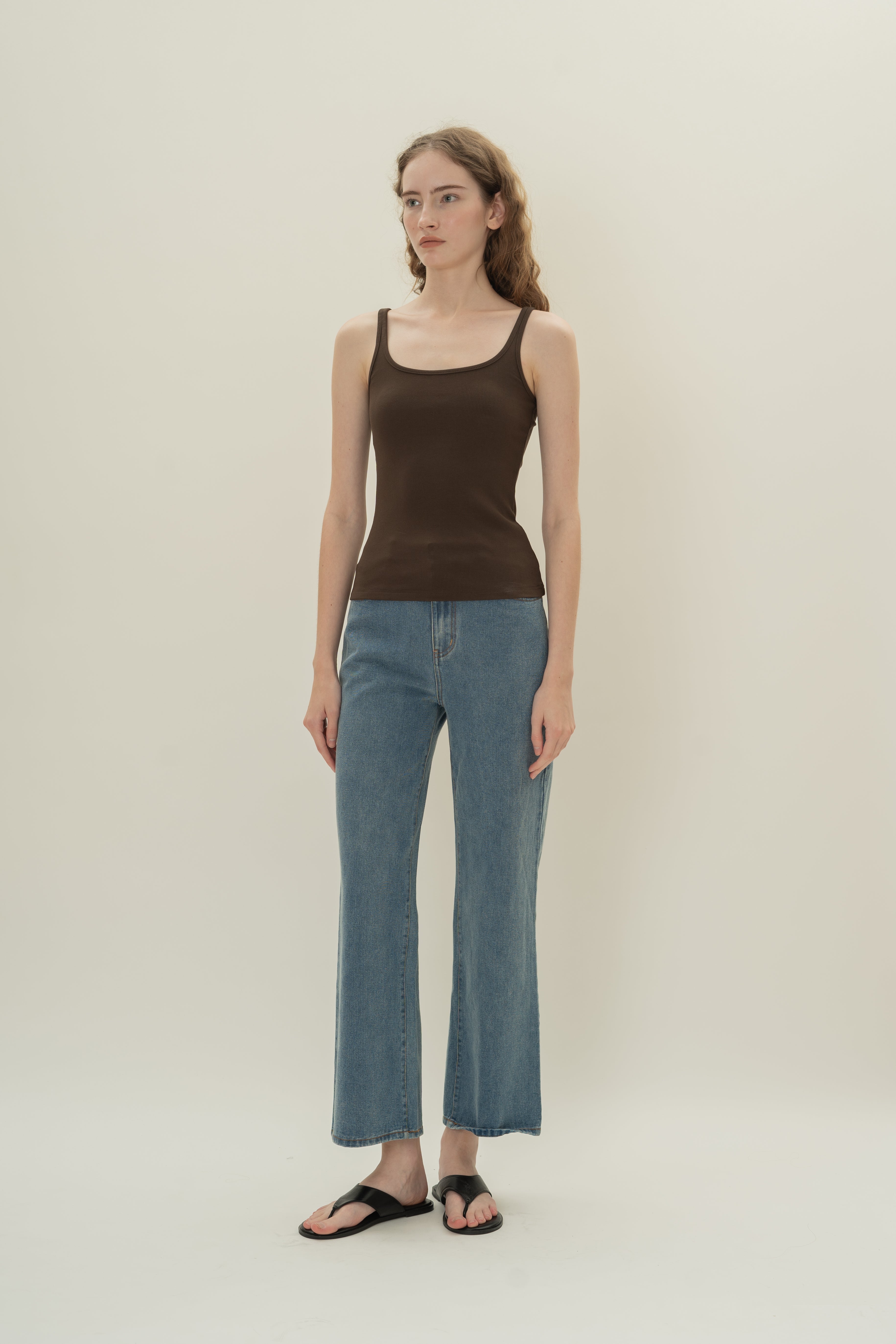 Soft Ribbed Tank Top in Umber