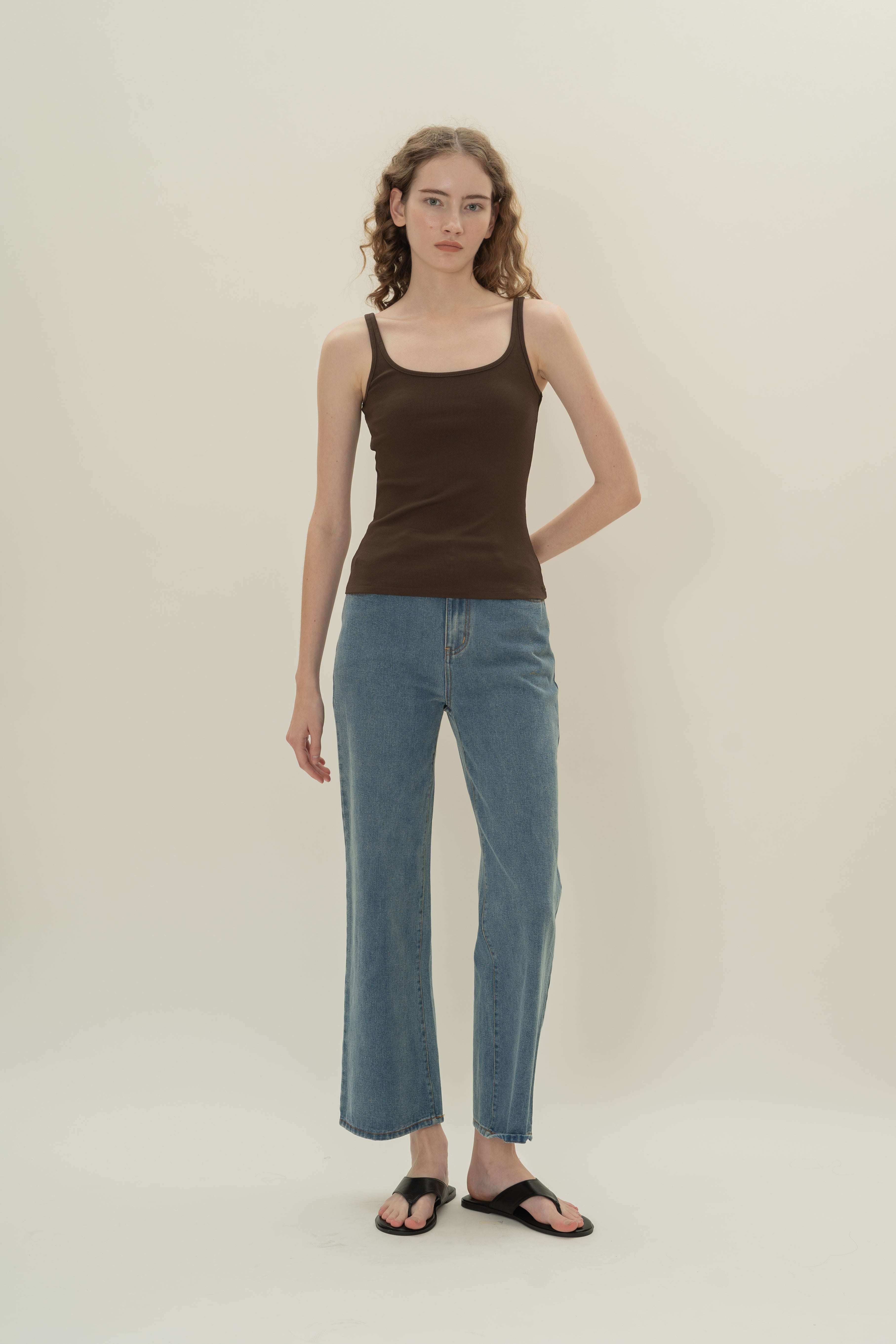 Soft Ribbed Tank Top in Umber