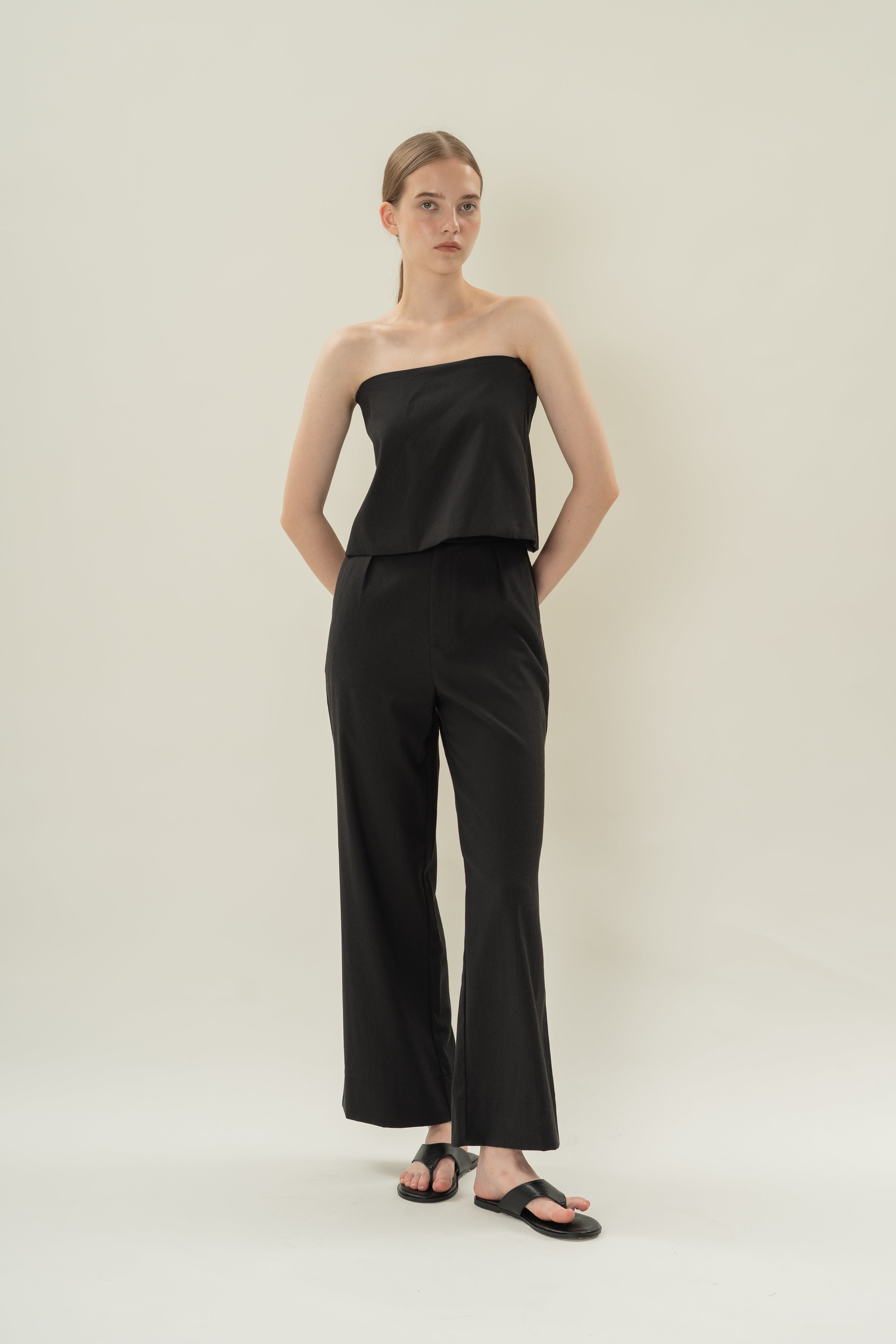 Tailored Pants With Overlay Skirt in Black