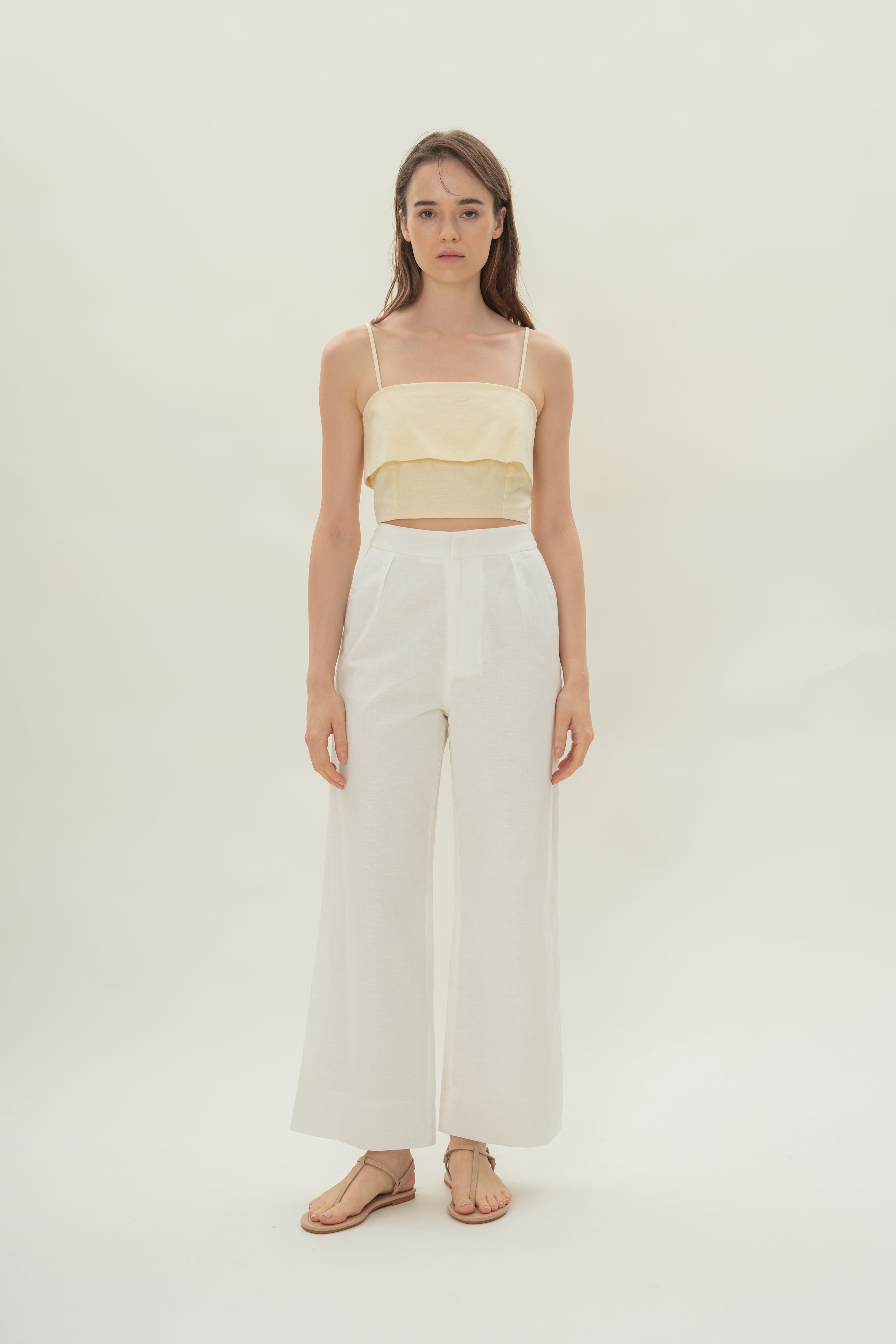 Panelled Cropped Top in Eggnog