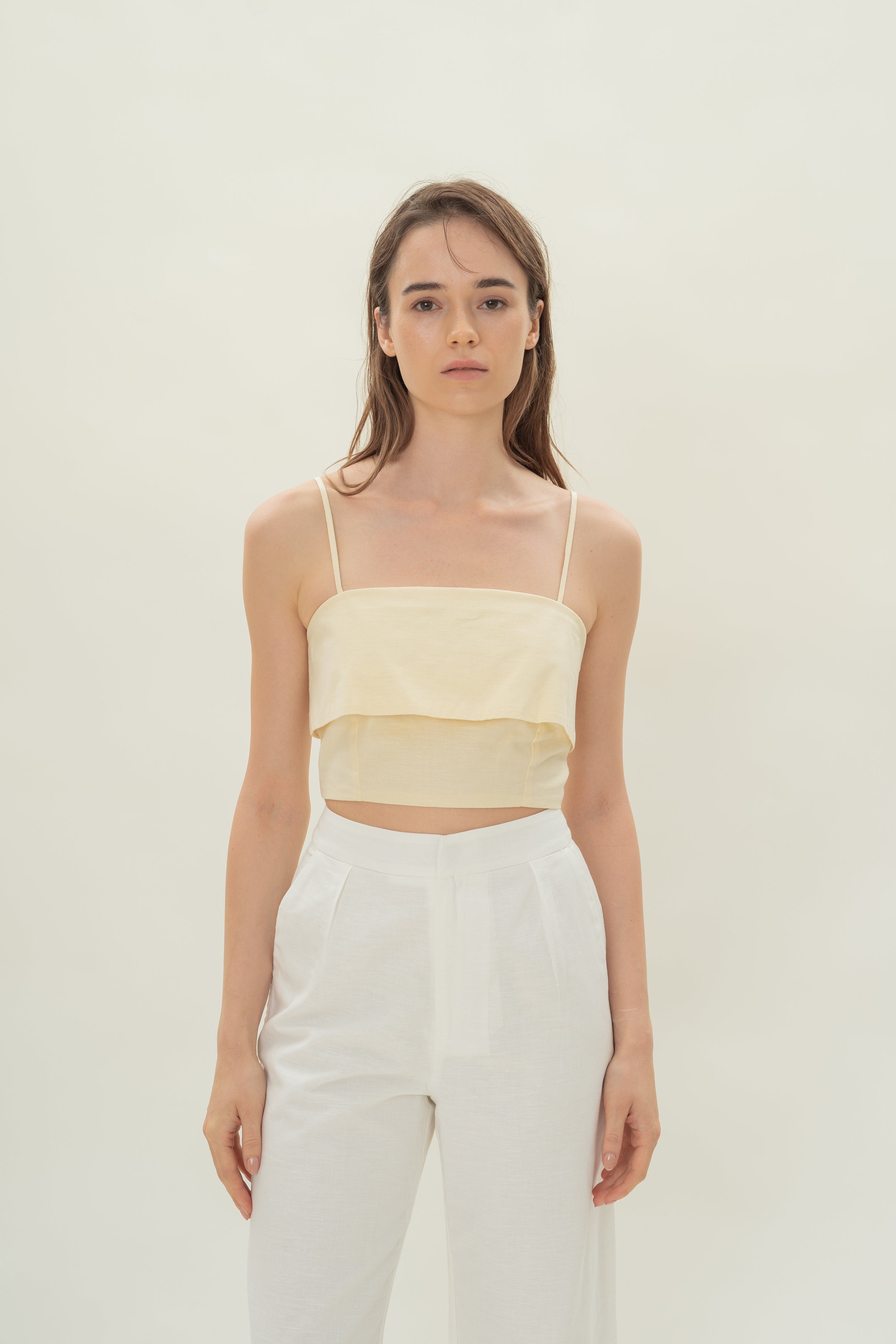 Panelled Cropped Top in Eggnog