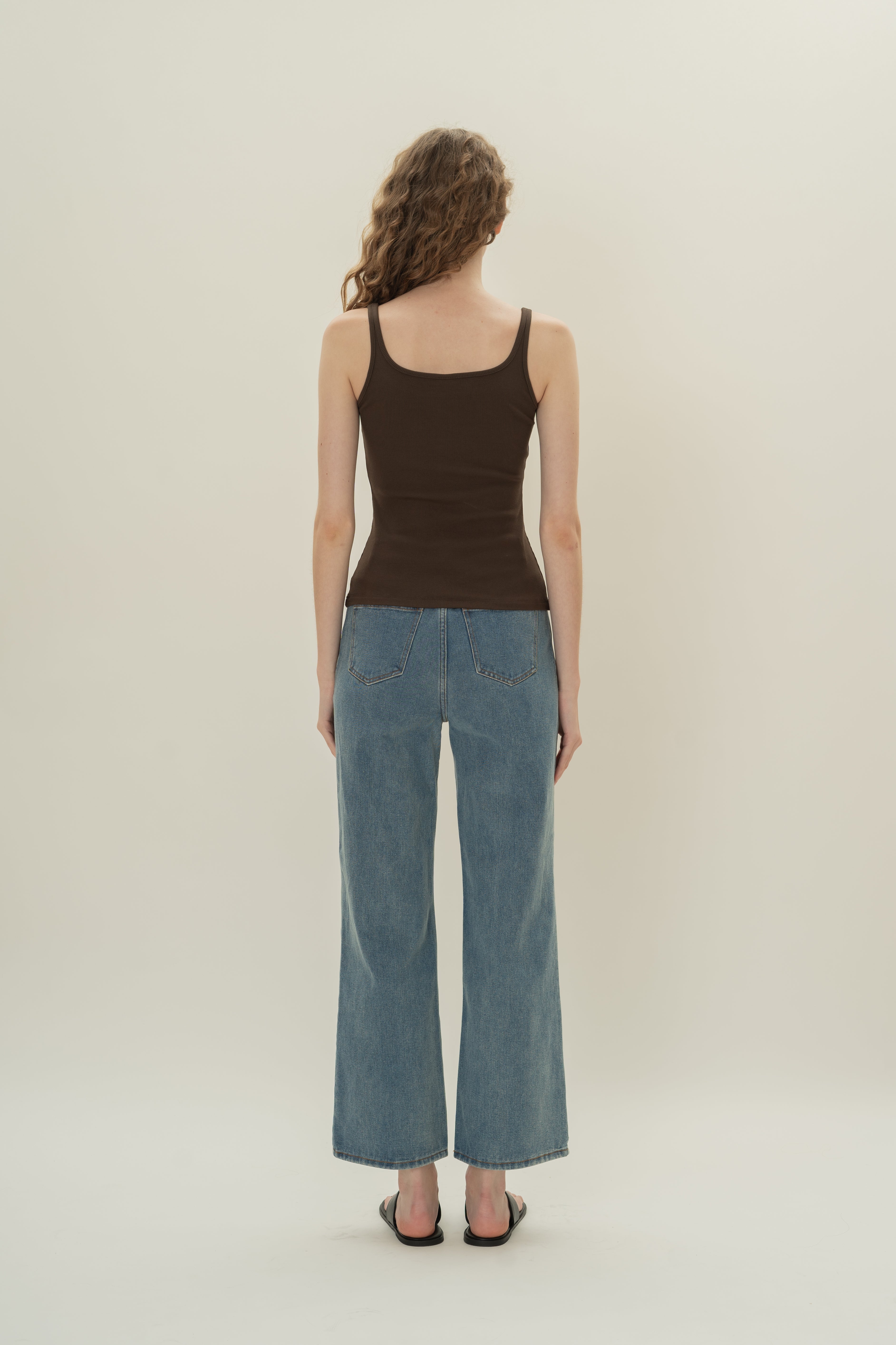 Soft Ribbed Tank Top in Umber