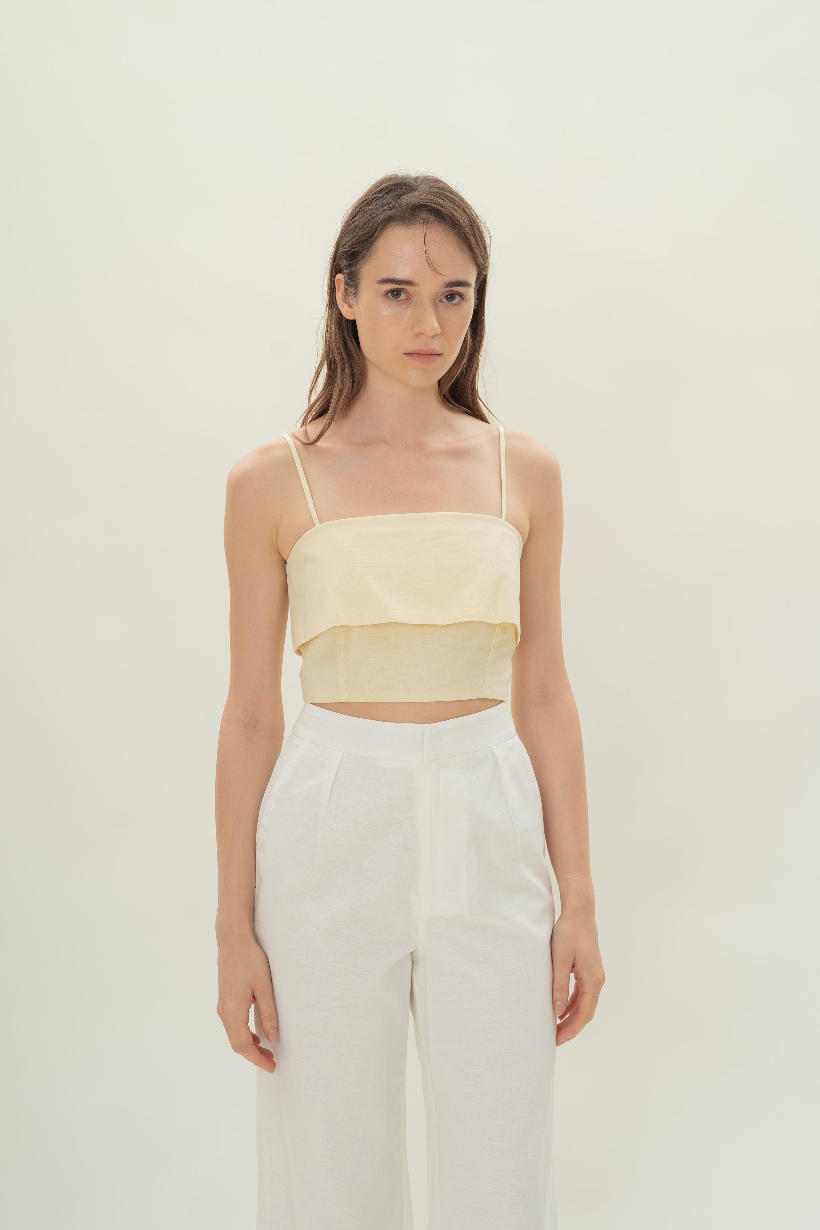 Panelled Cropped Top in Eggnog