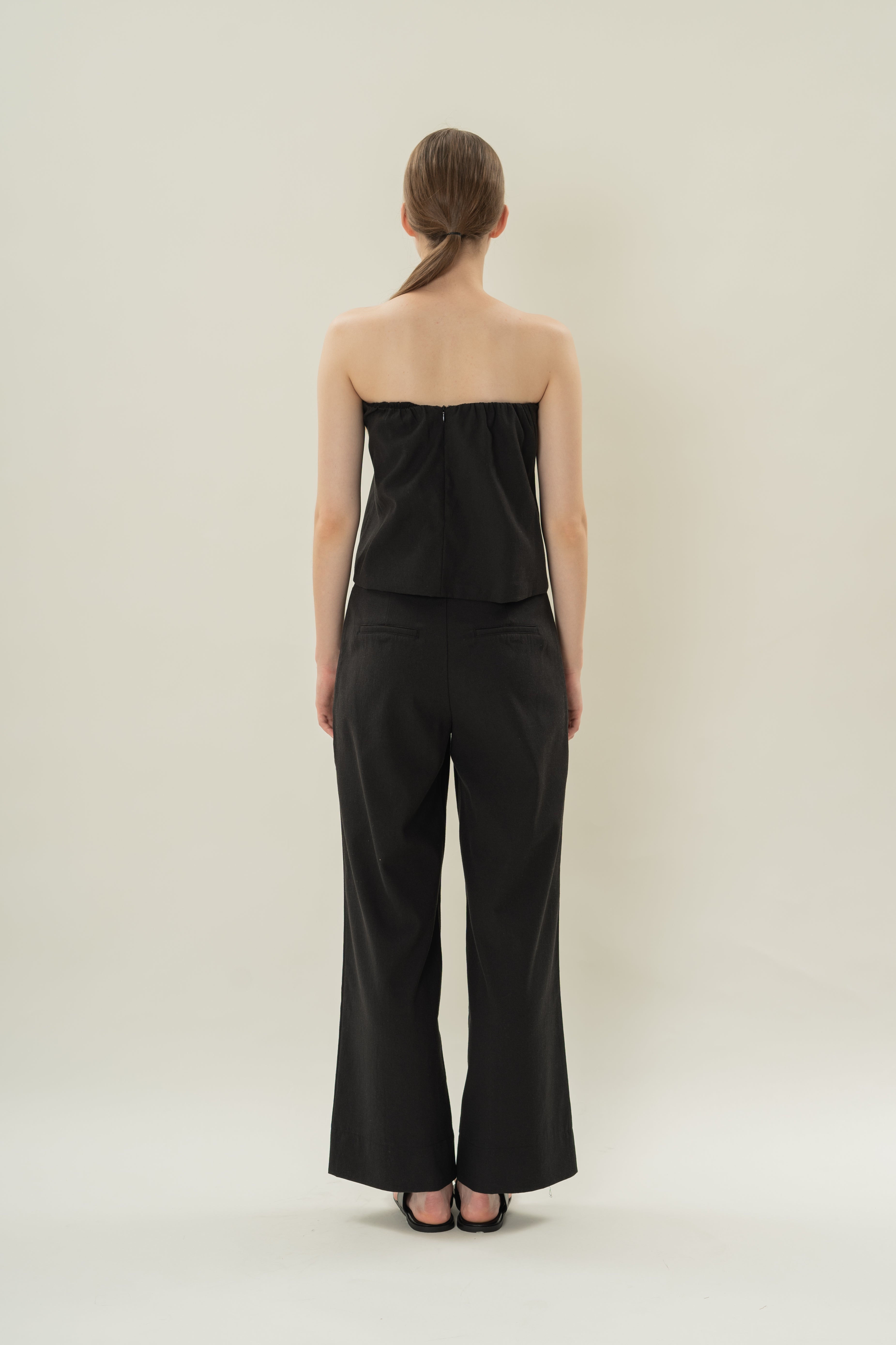 Tailored Pants With Overlay Skirt in Black