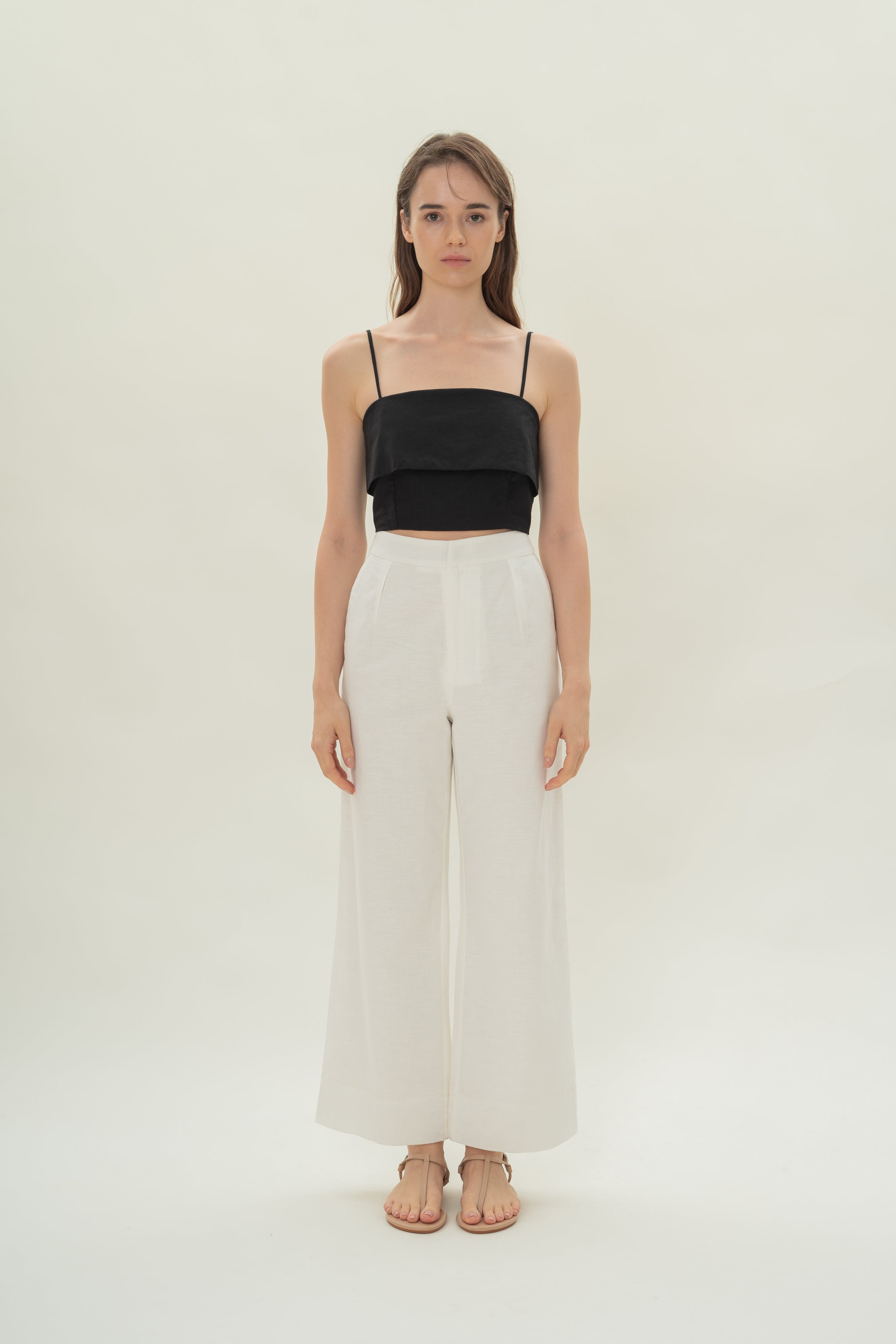 Panelled Cropped Top in Black