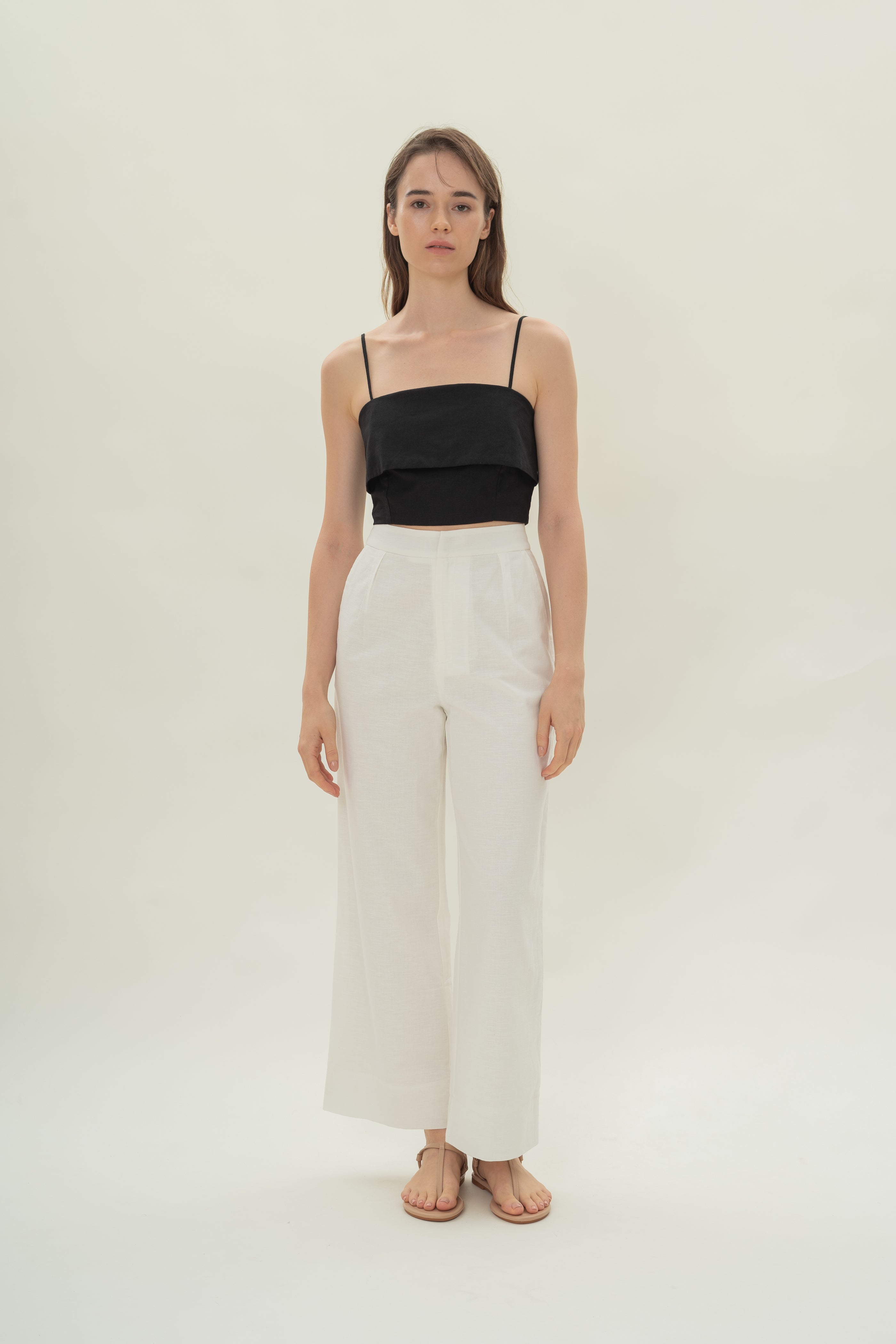 Panelled Cropped Top in Black