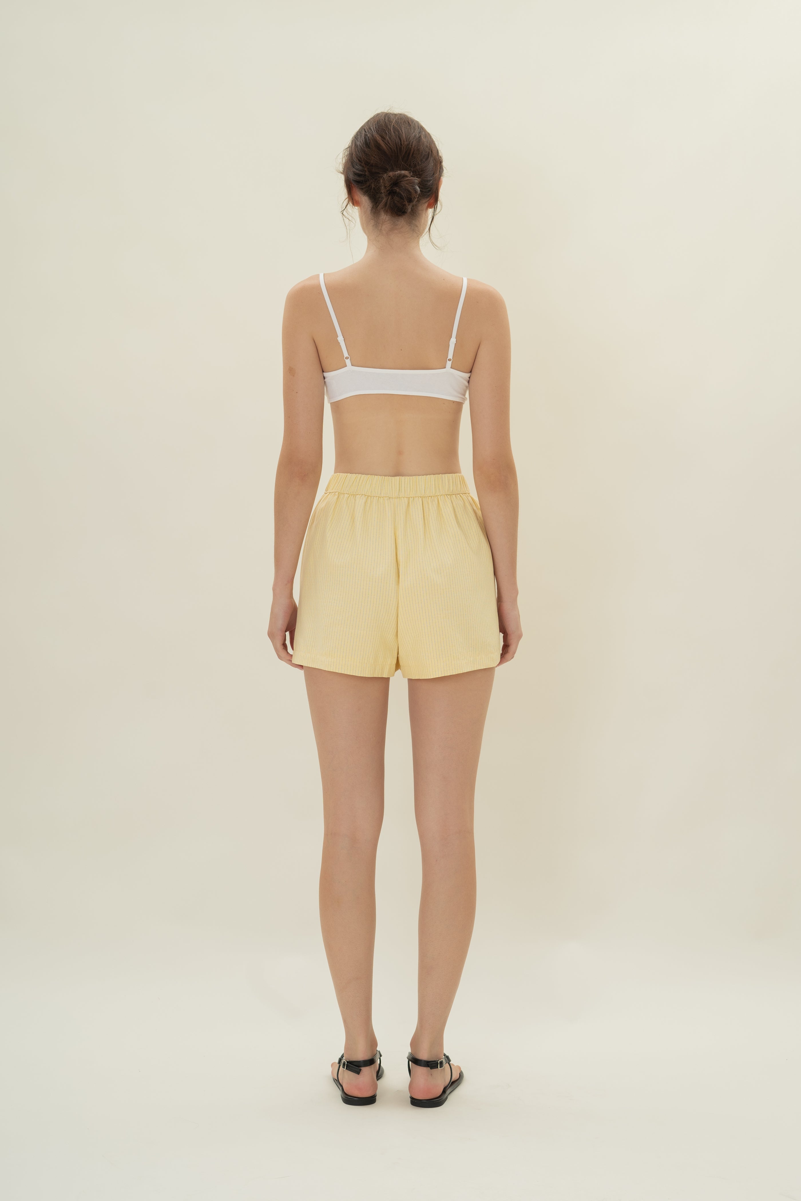 Cruise Shorts in Linen Blend Lemon Stripes