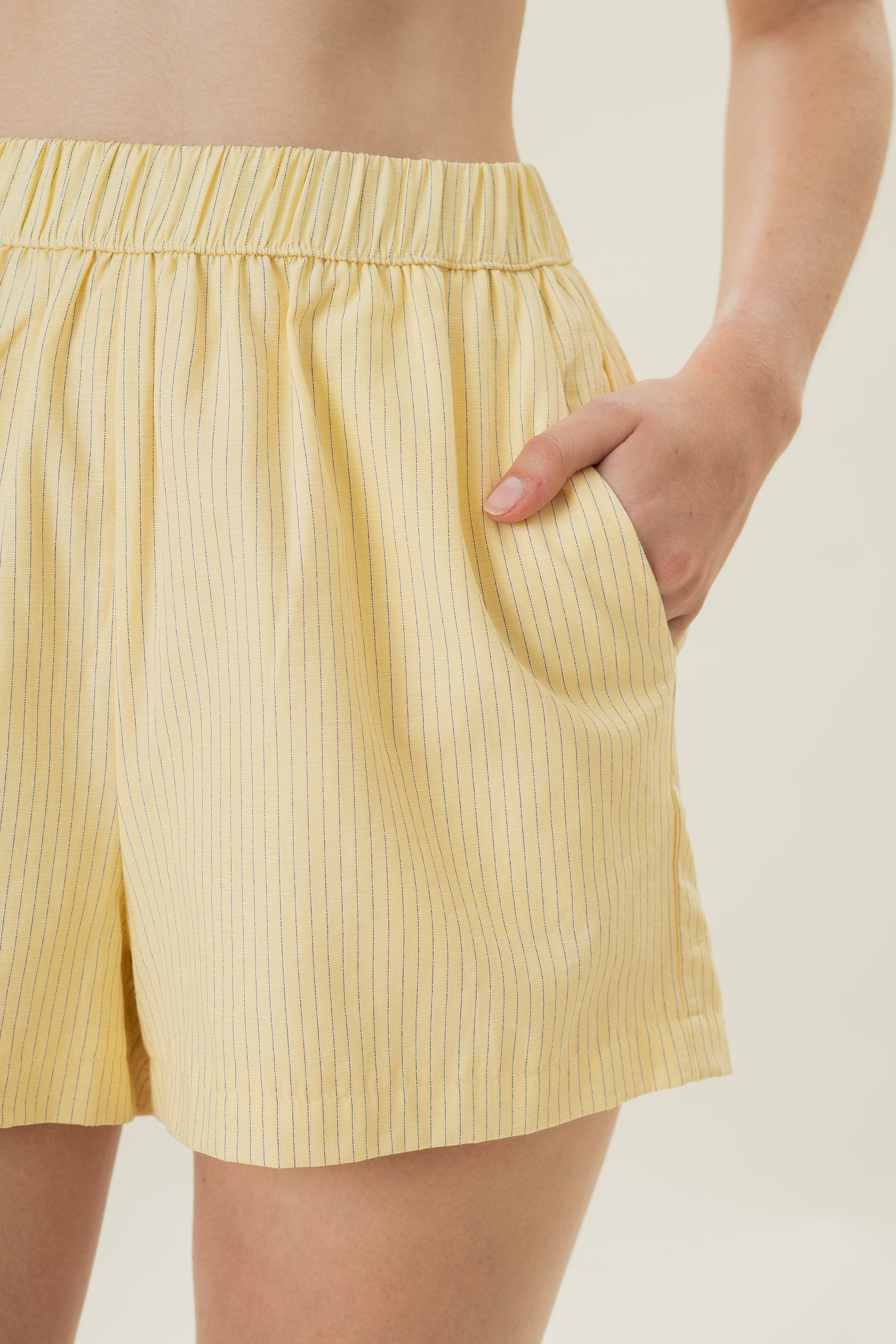 Cruise Shorts in Linen Blend Lemon Stripes