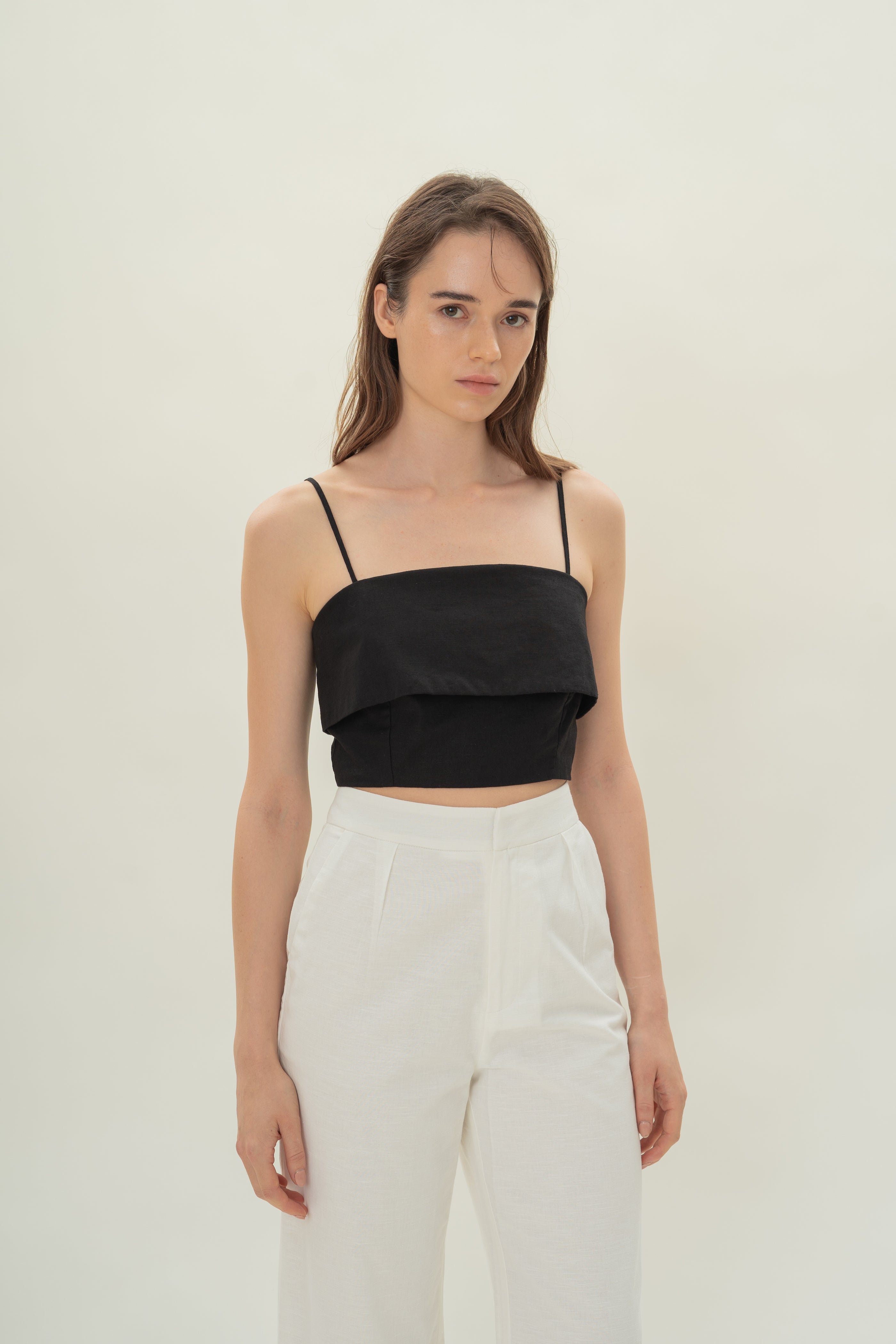 Panelled Cropped Top in Black