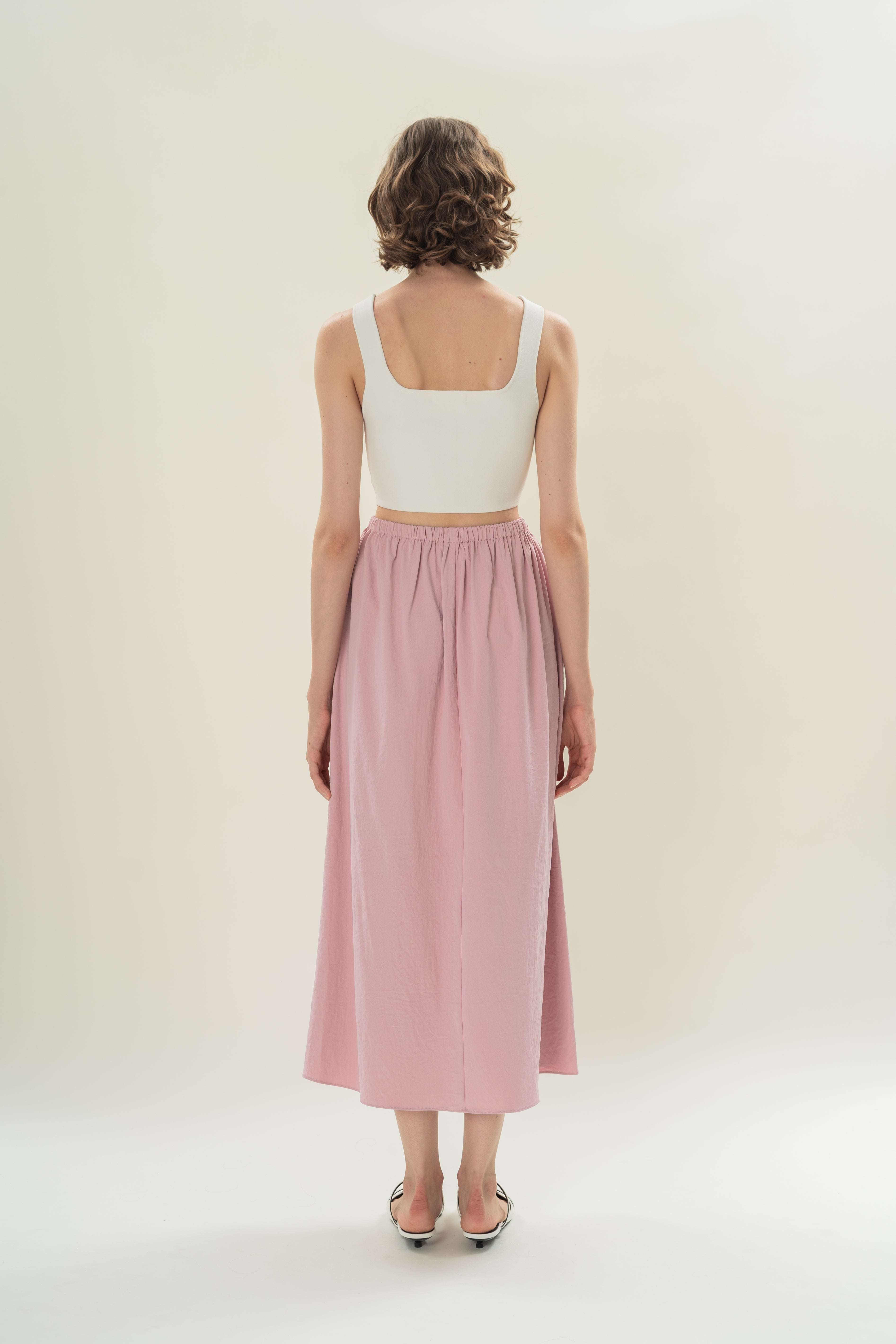 Gathered Waist A-line Skirt in Hibiscus