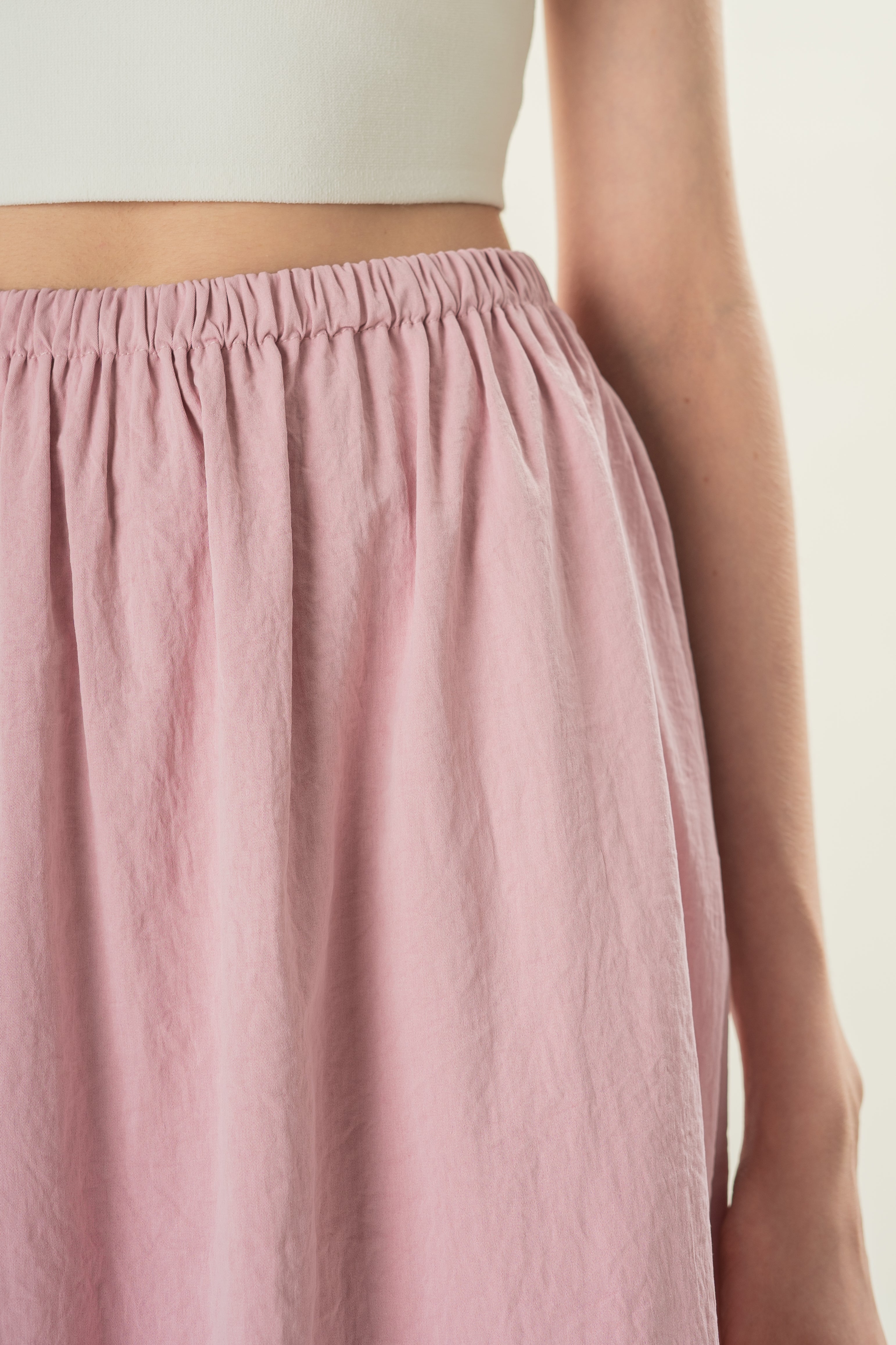 Gathered Waist A-line Skirt in Hibiscus