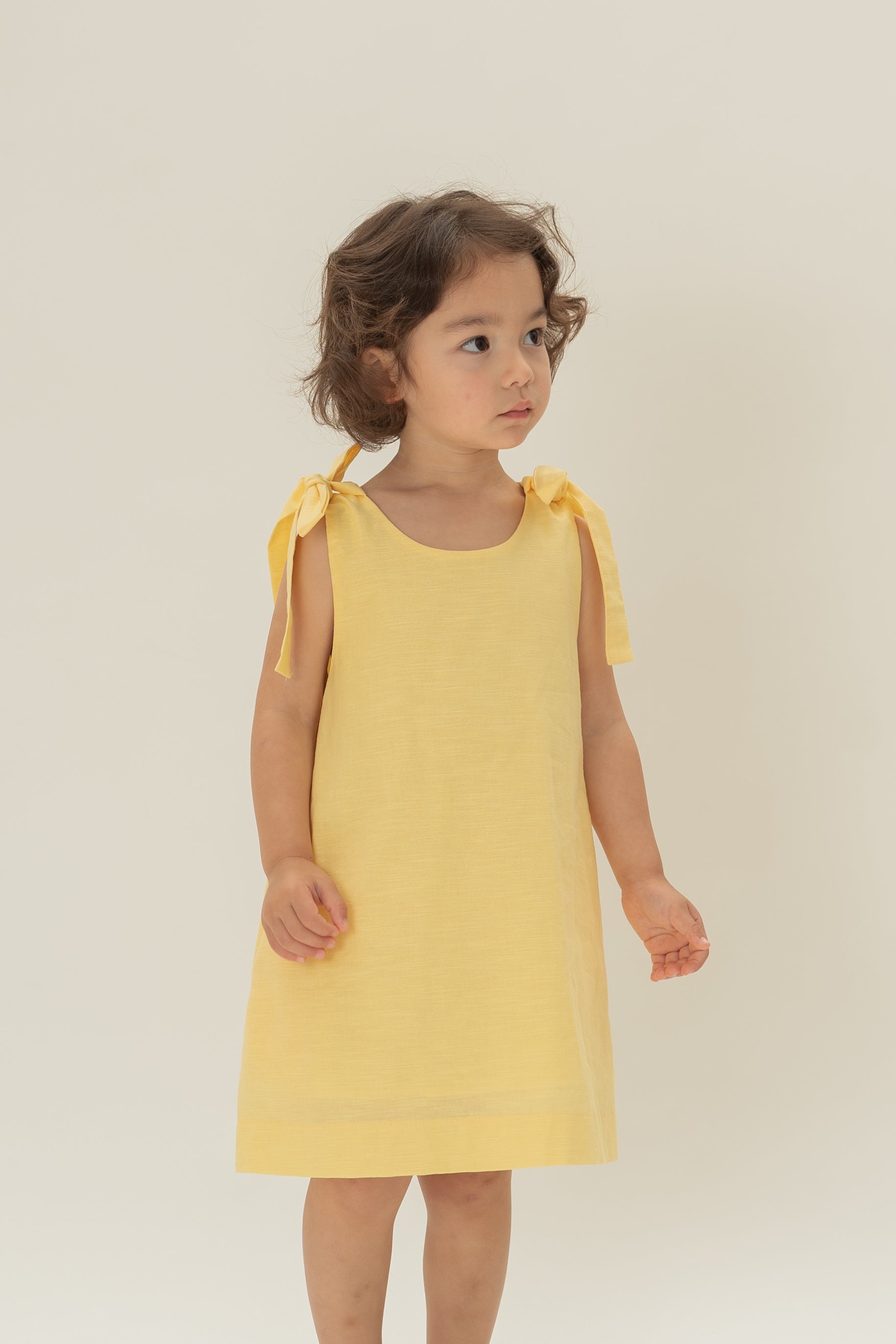Mini Ribbon Tie A-line Dress in Lemon
