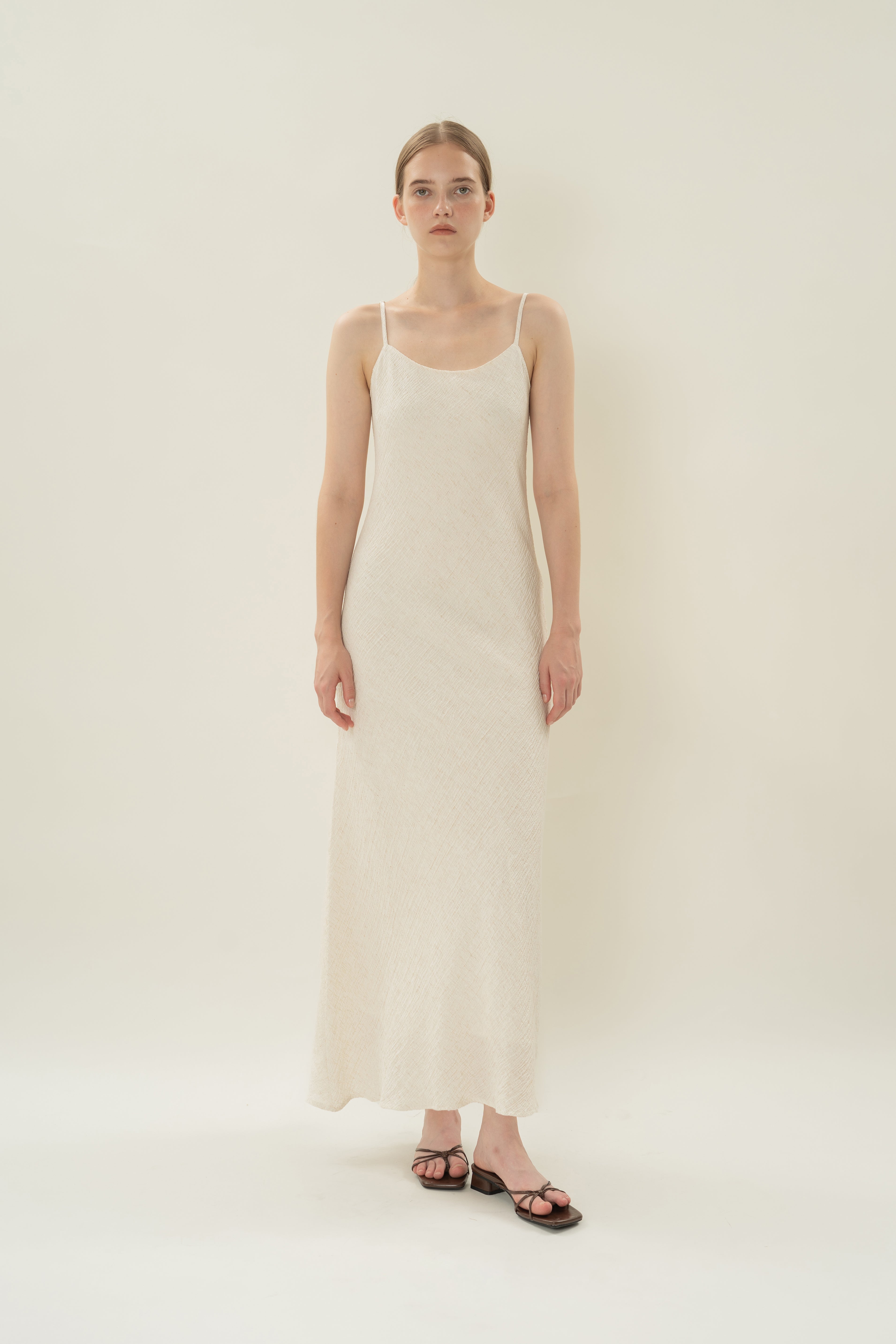 Textured Classic Cami Dress in White