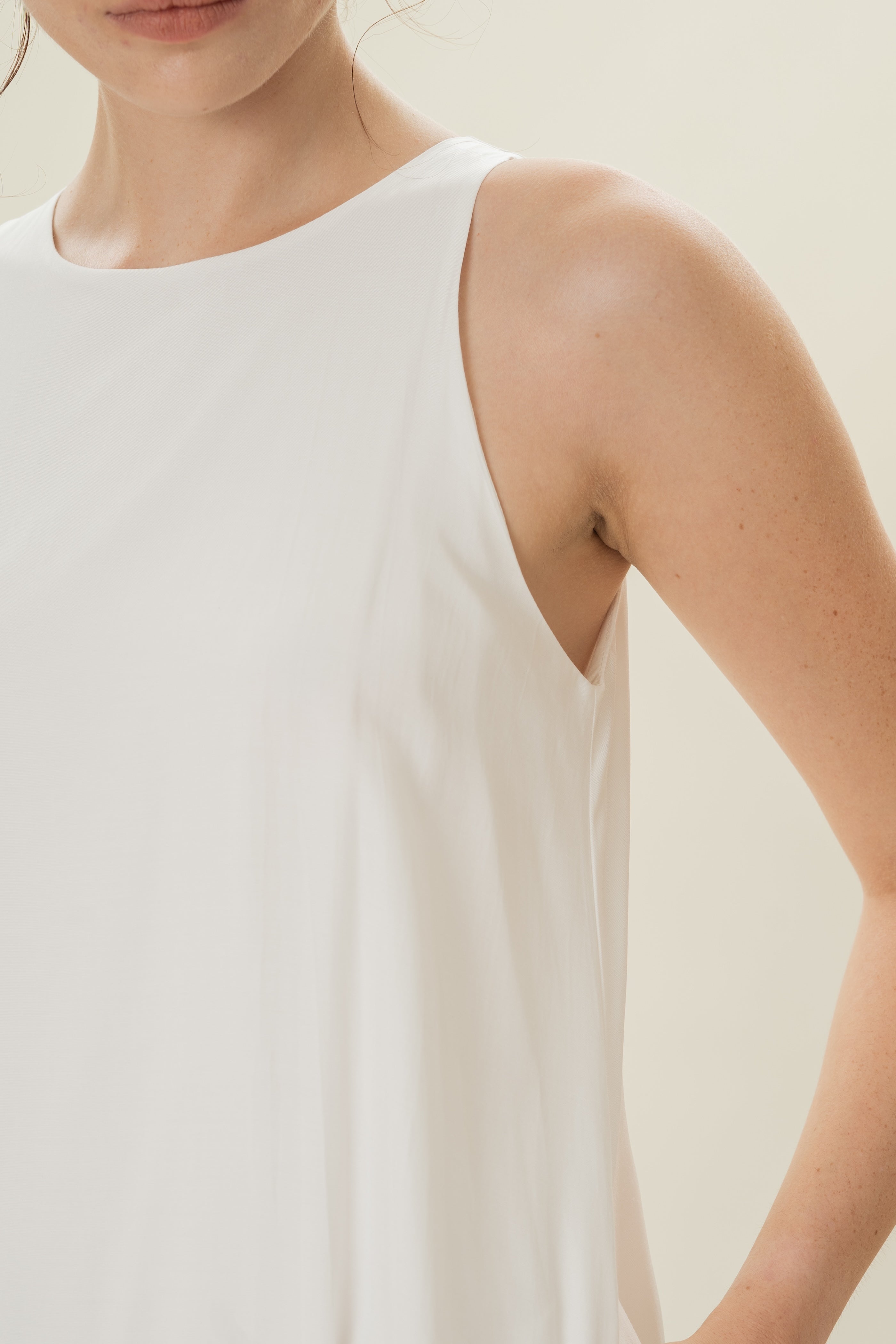 Cotton Blend Tiered Maxi Dress in White