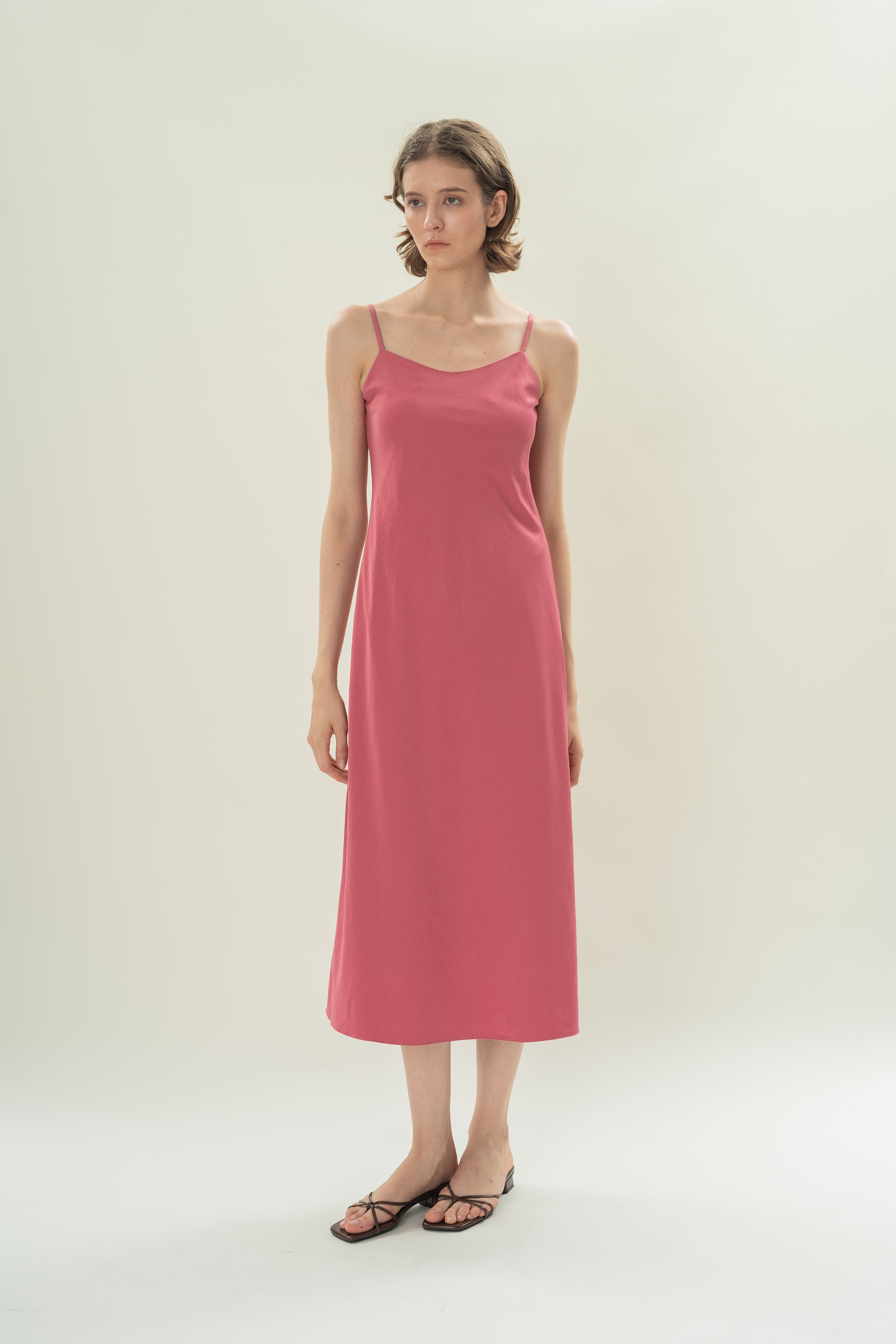 Slip Dress With Applique Embellishments in Persian Rose