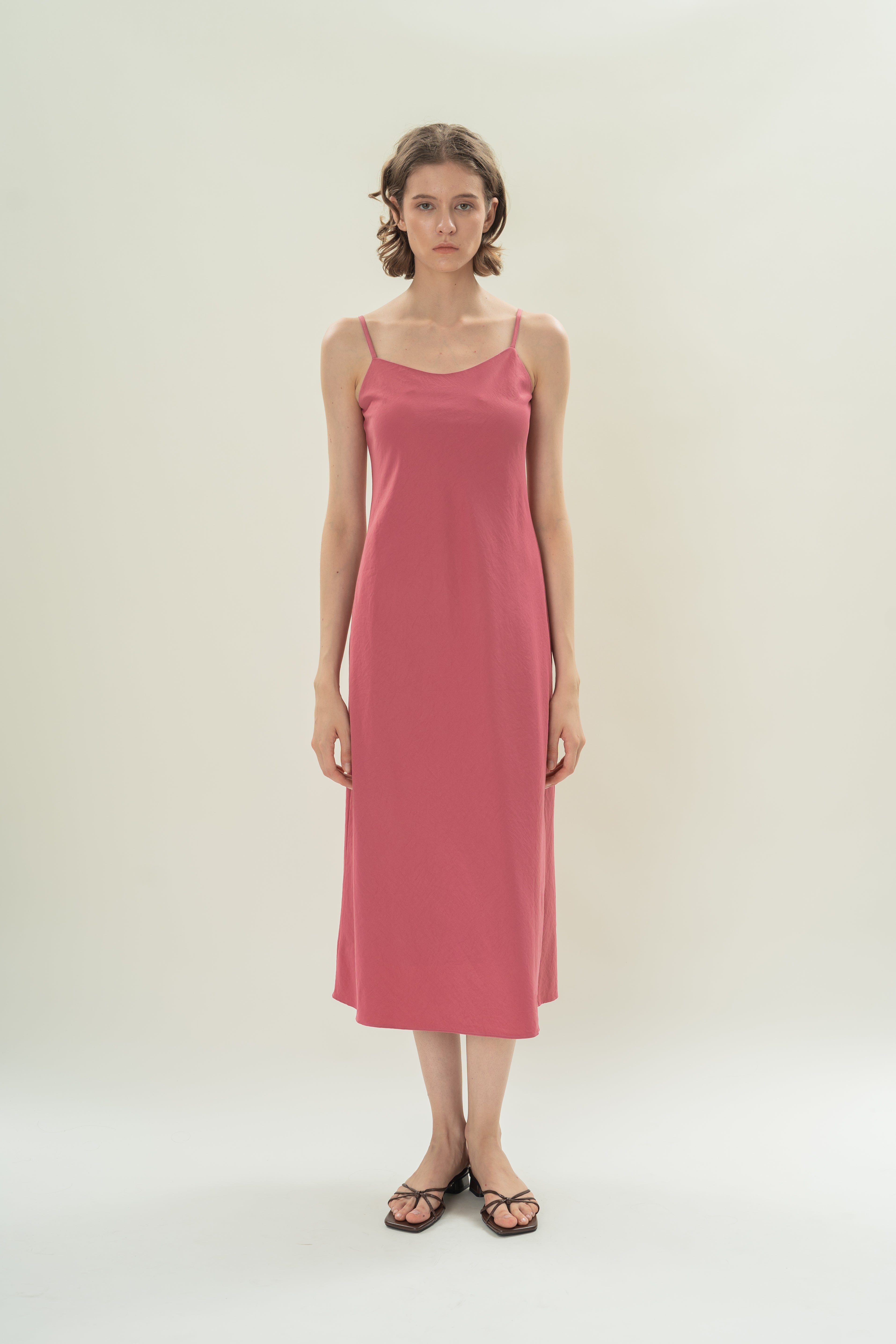 Slip Dress With Applique Embellishments in Persian Rose