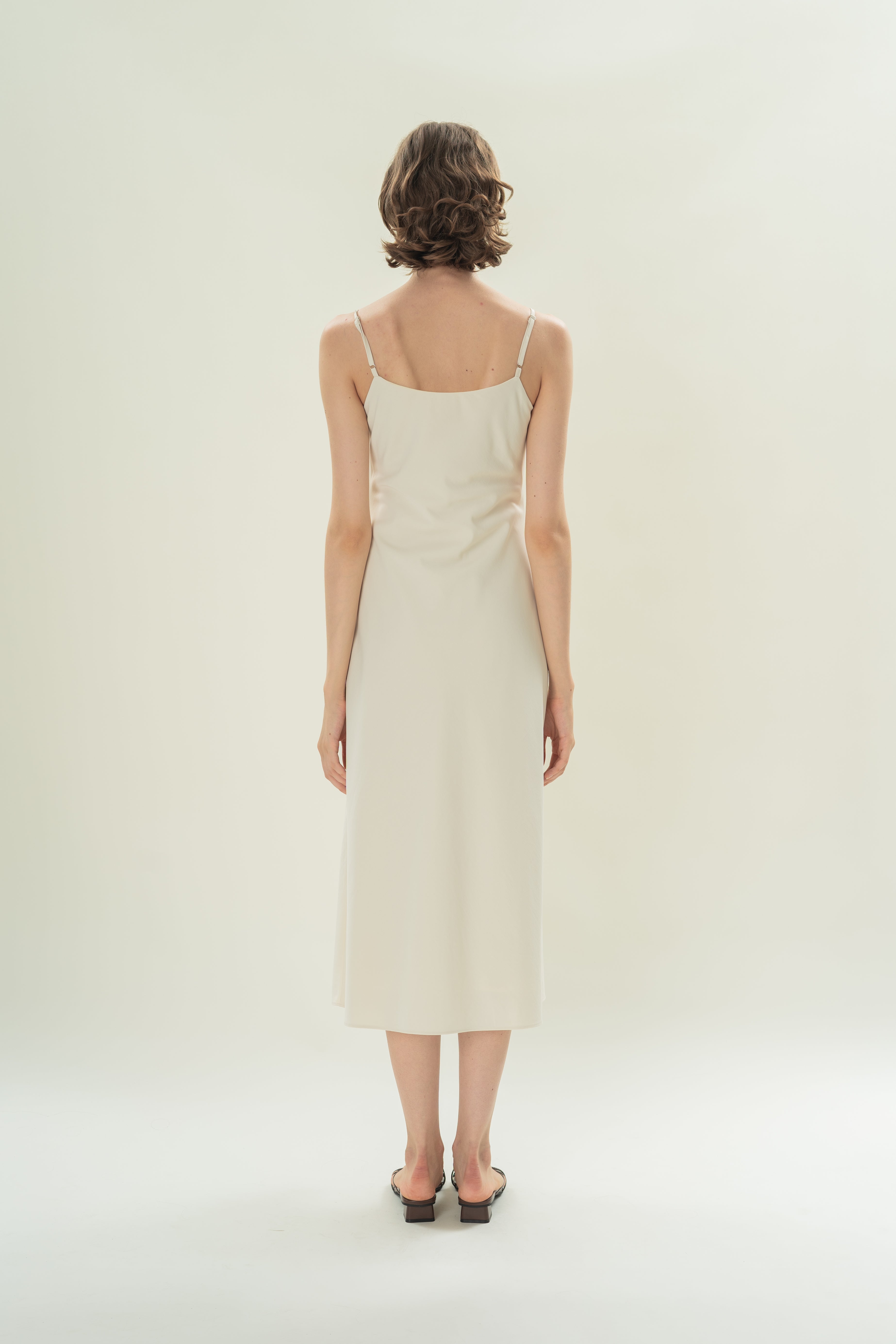 Slip Dress With Applique Embellishments in Natural