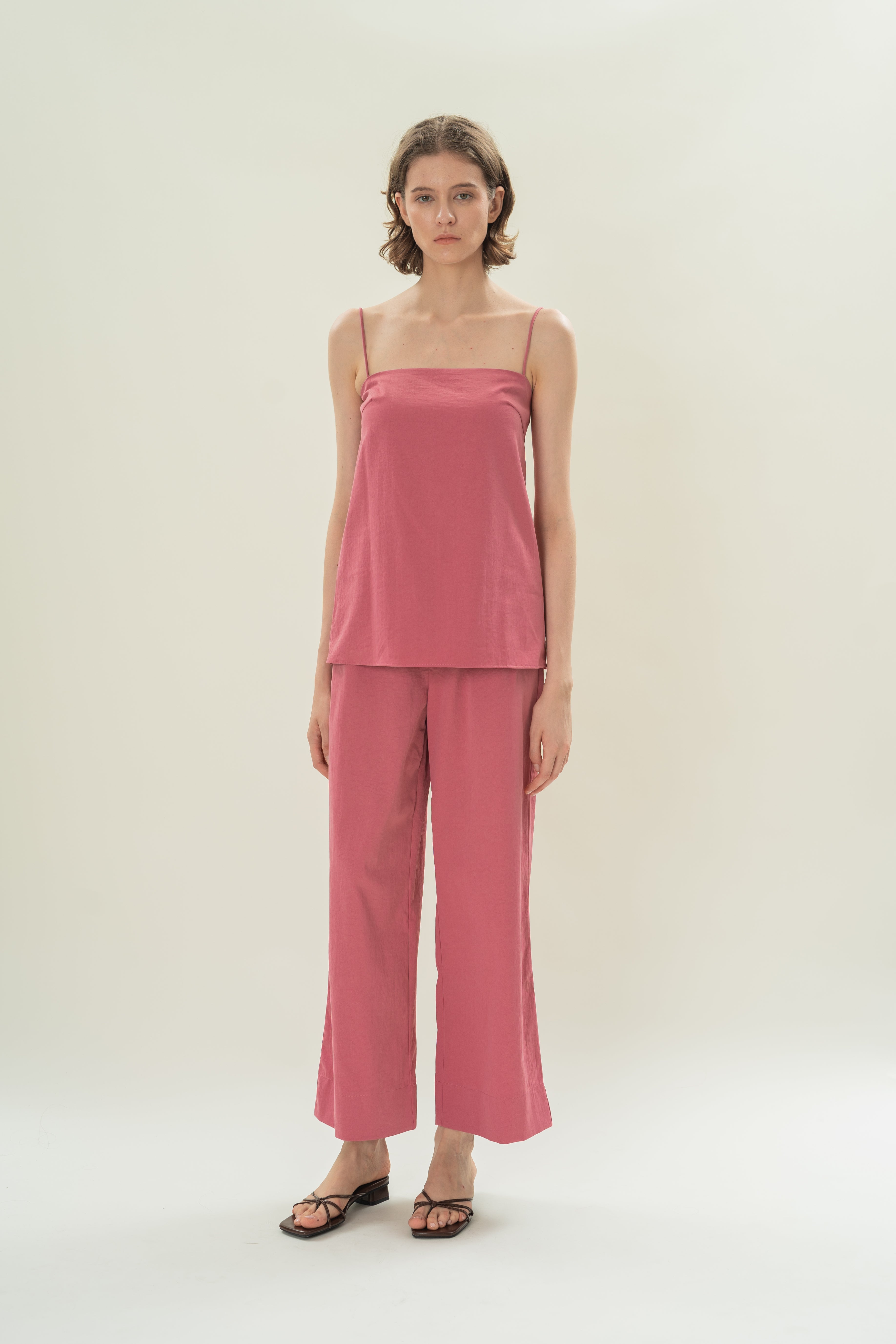 Straight Neck Slip Top in Persian Rose