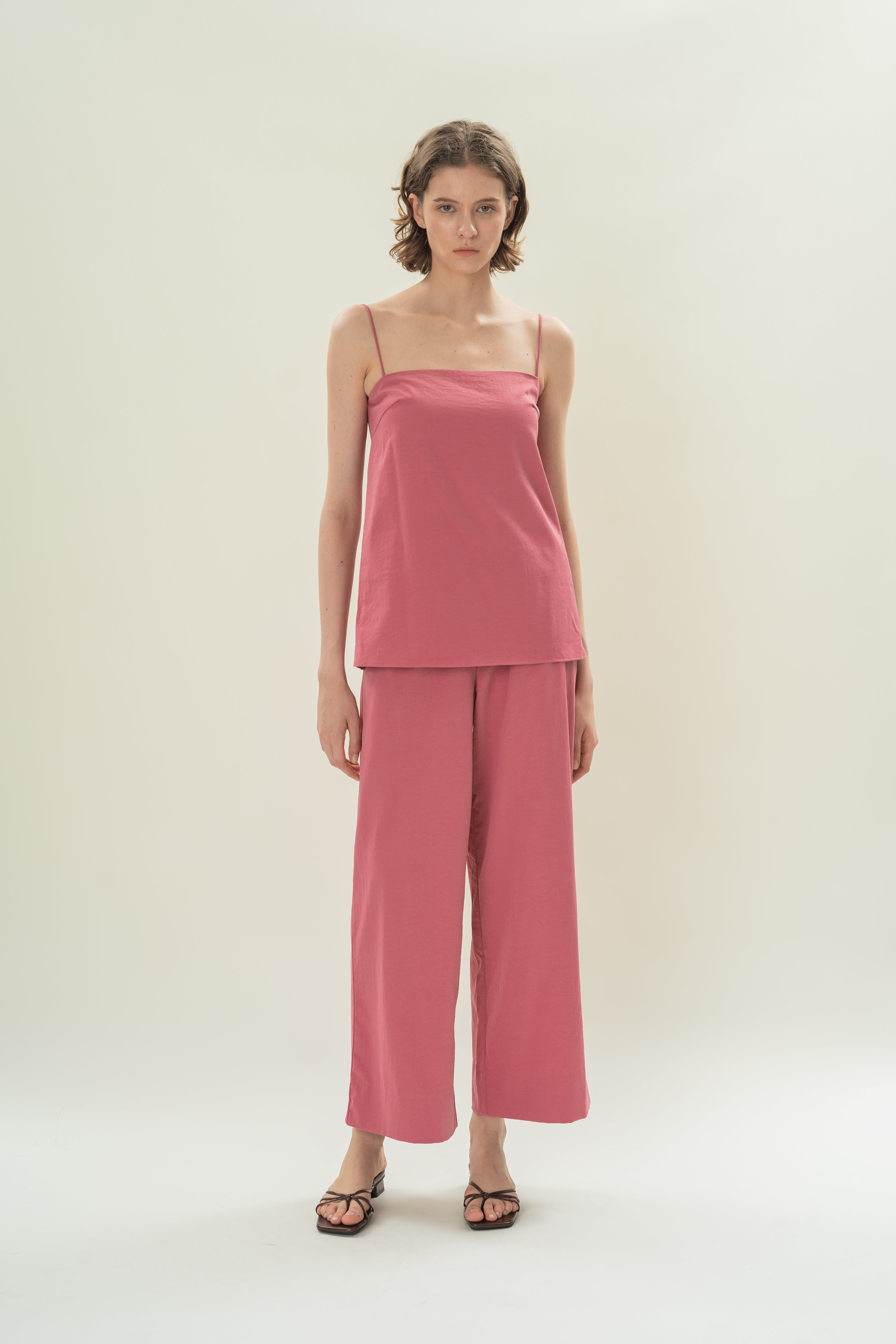 Straight Neck Slip Top in Persian Rose