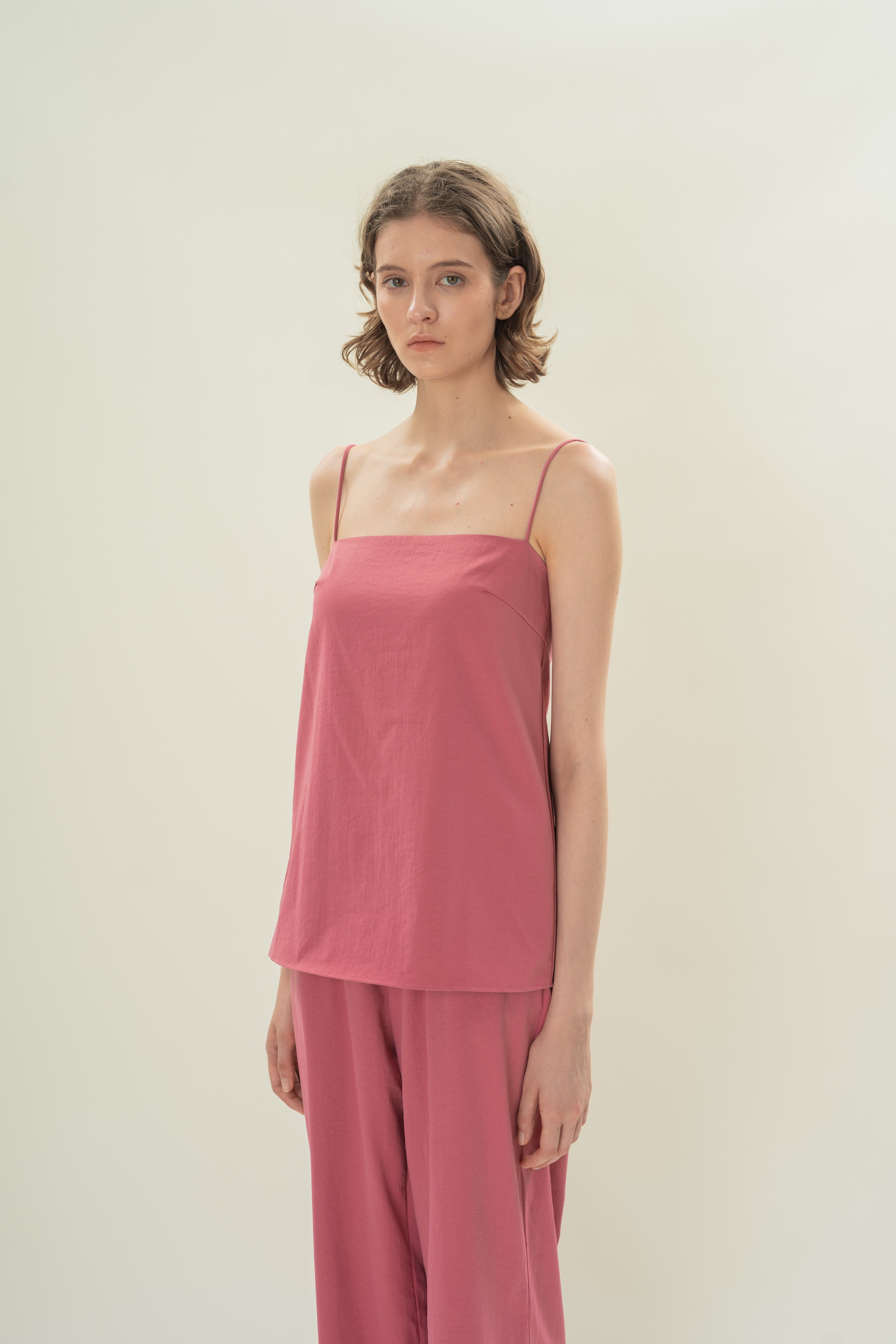 Straight Neck Slip Top in Persian Rose