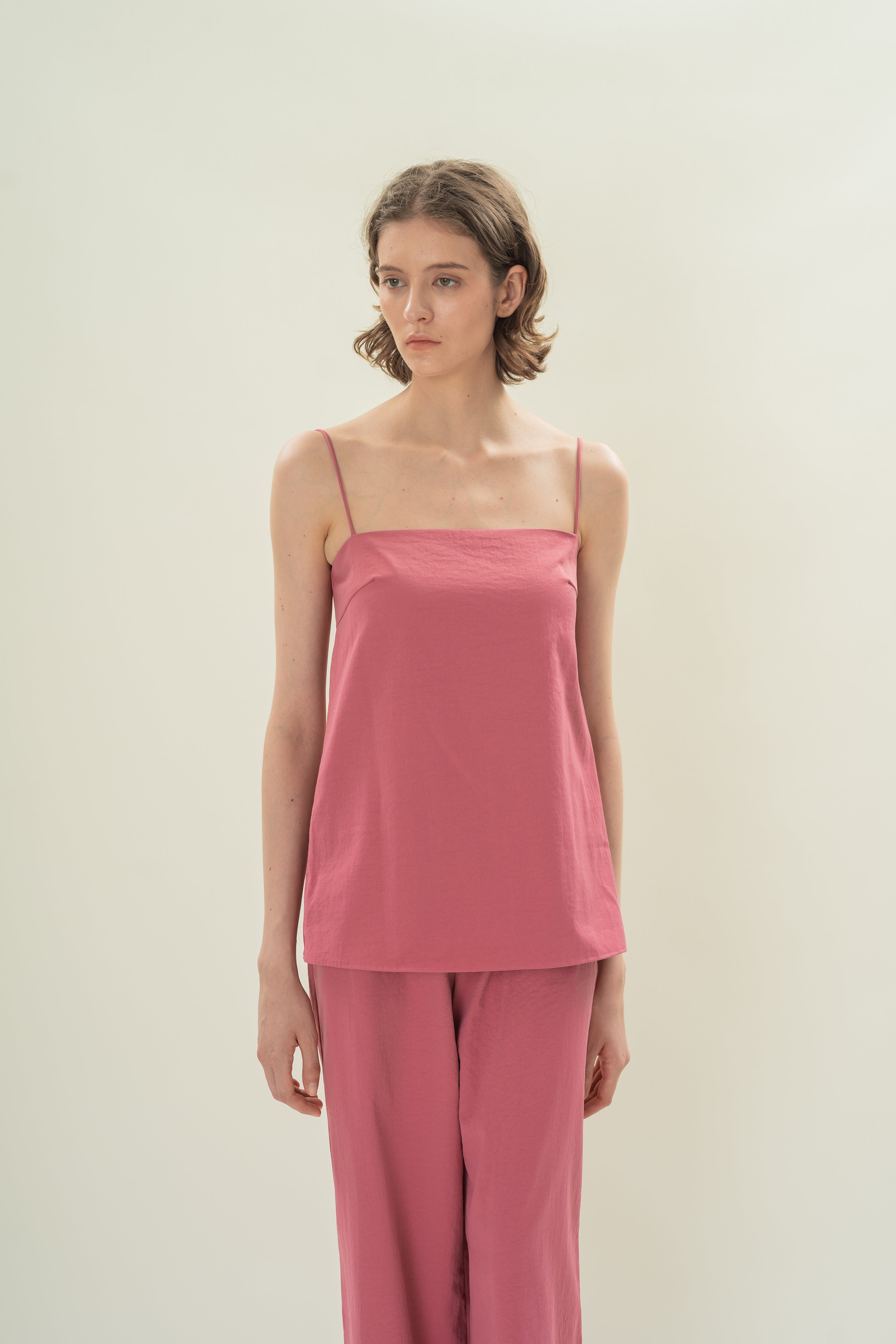 Straight Neck Slip Top in Persian Rose