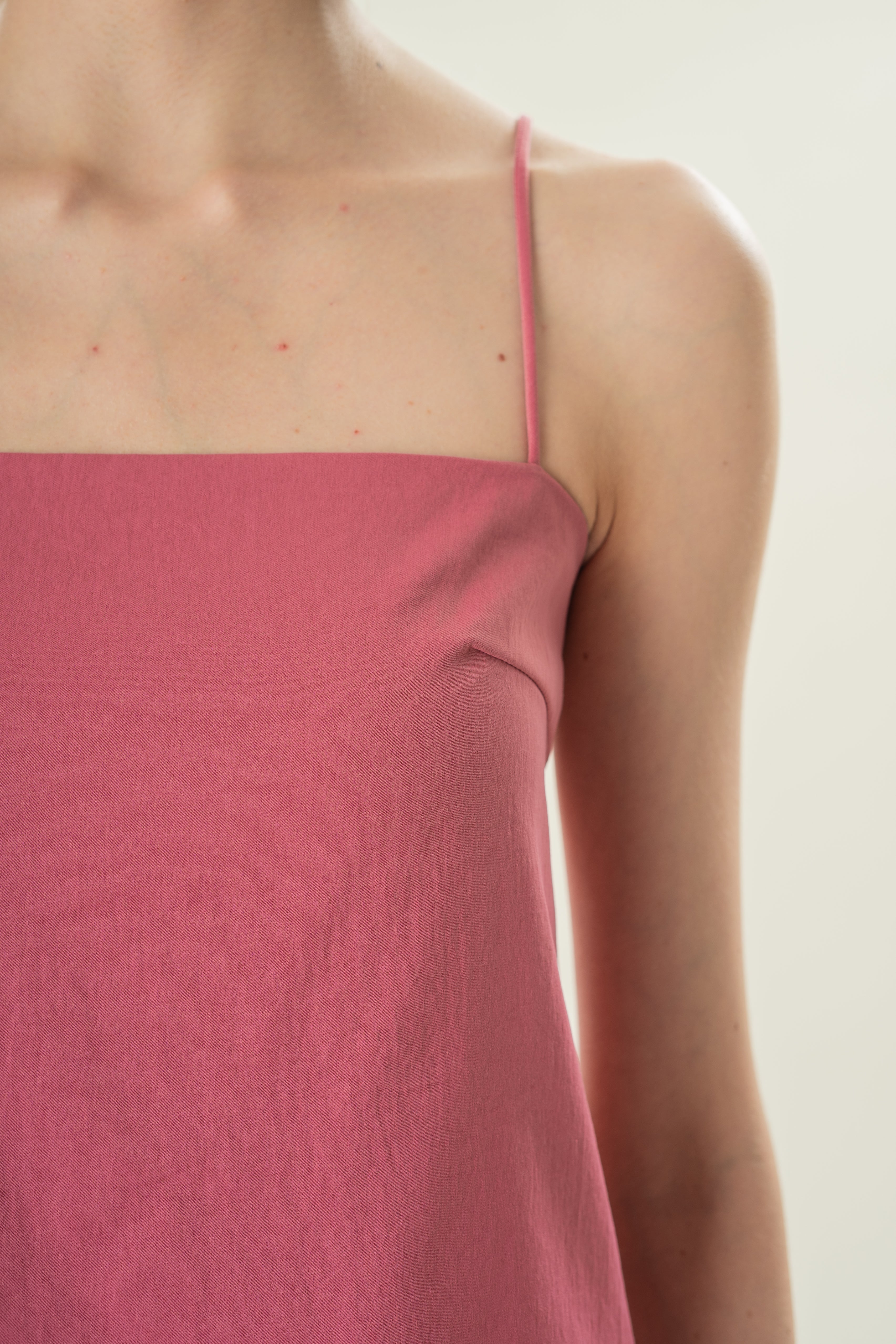 Straight Neck Slip Top in Persian Rose