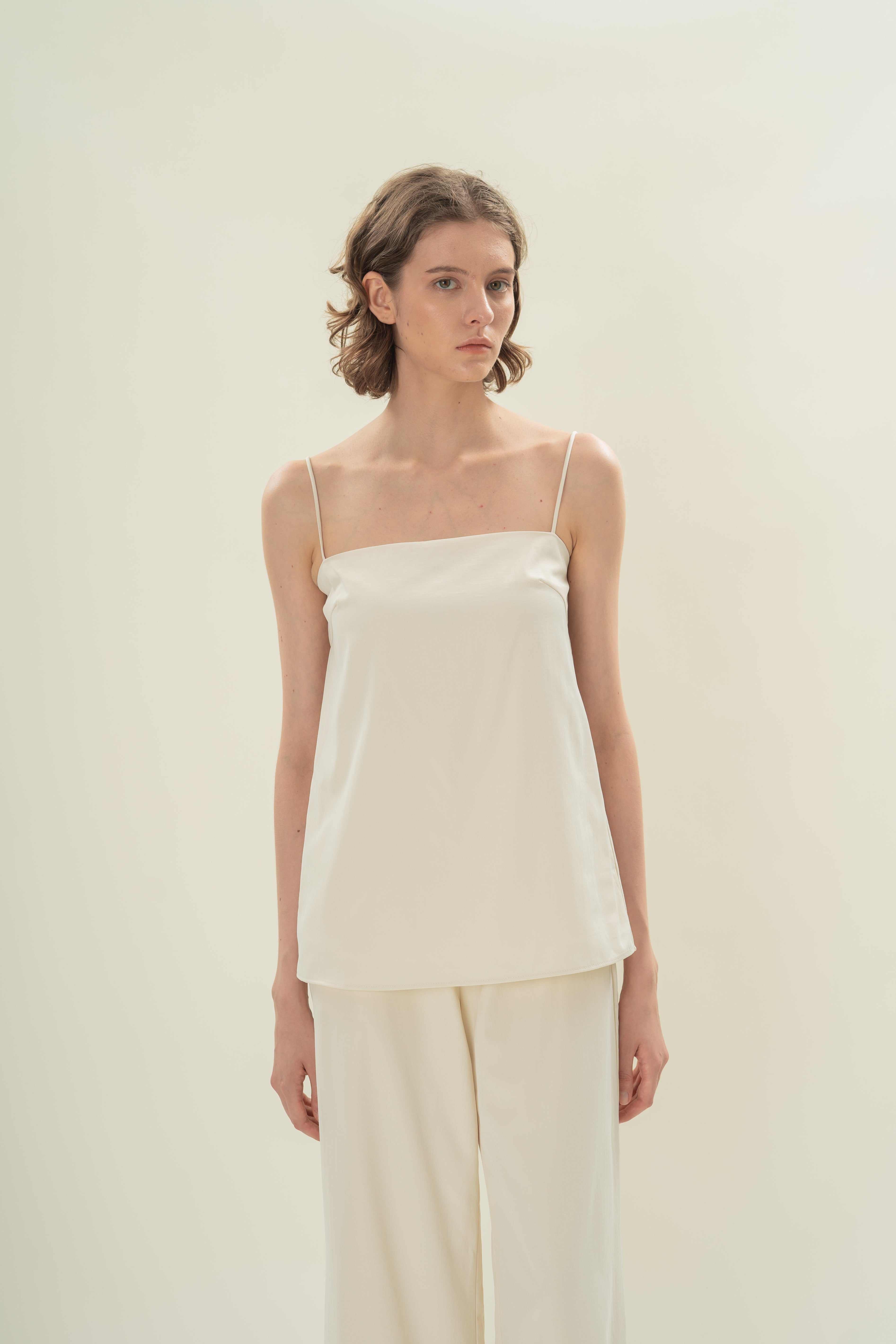 Straight Neck Slip Top in Natural