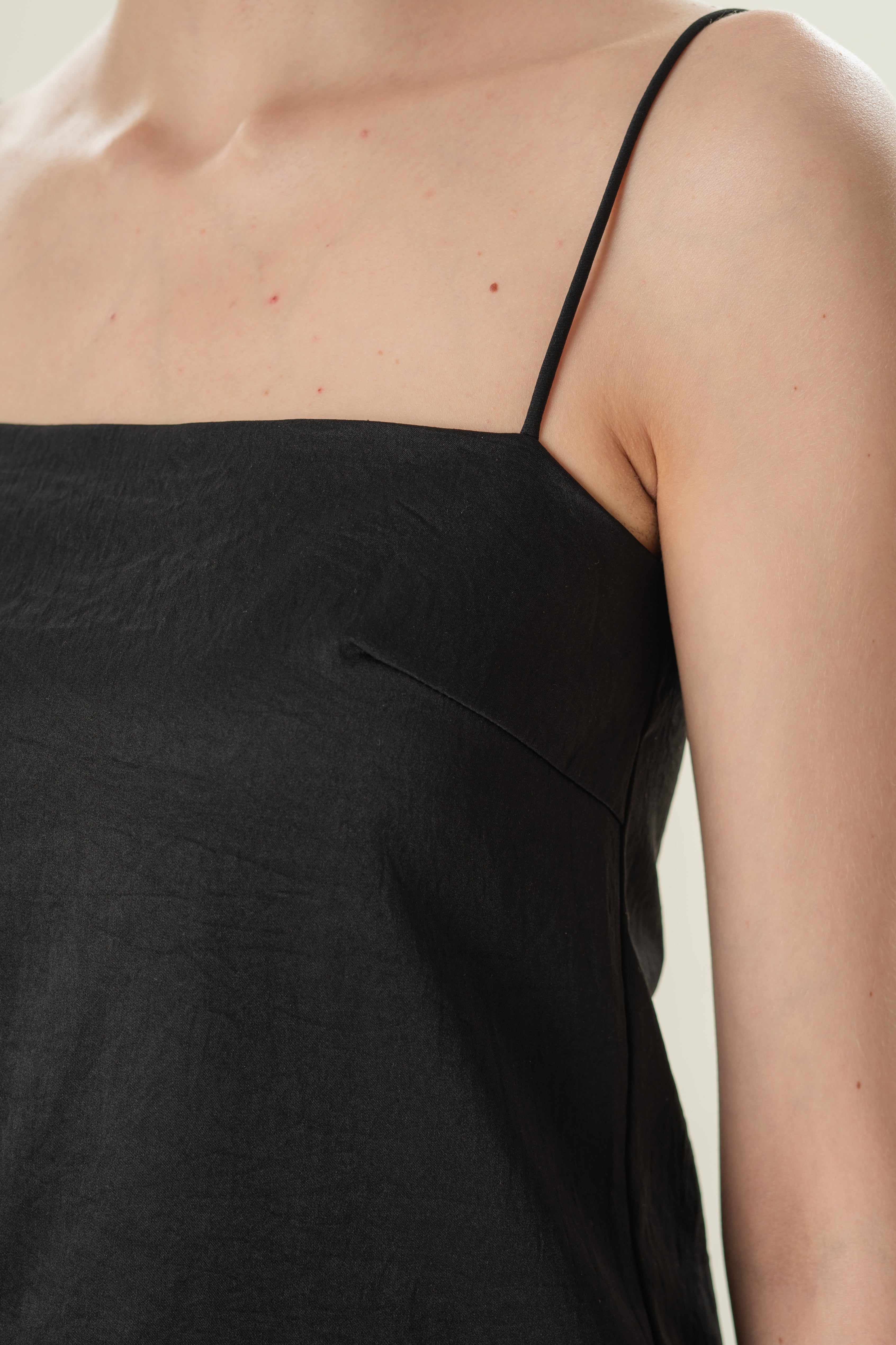 Straight Neck Slip Top in Black