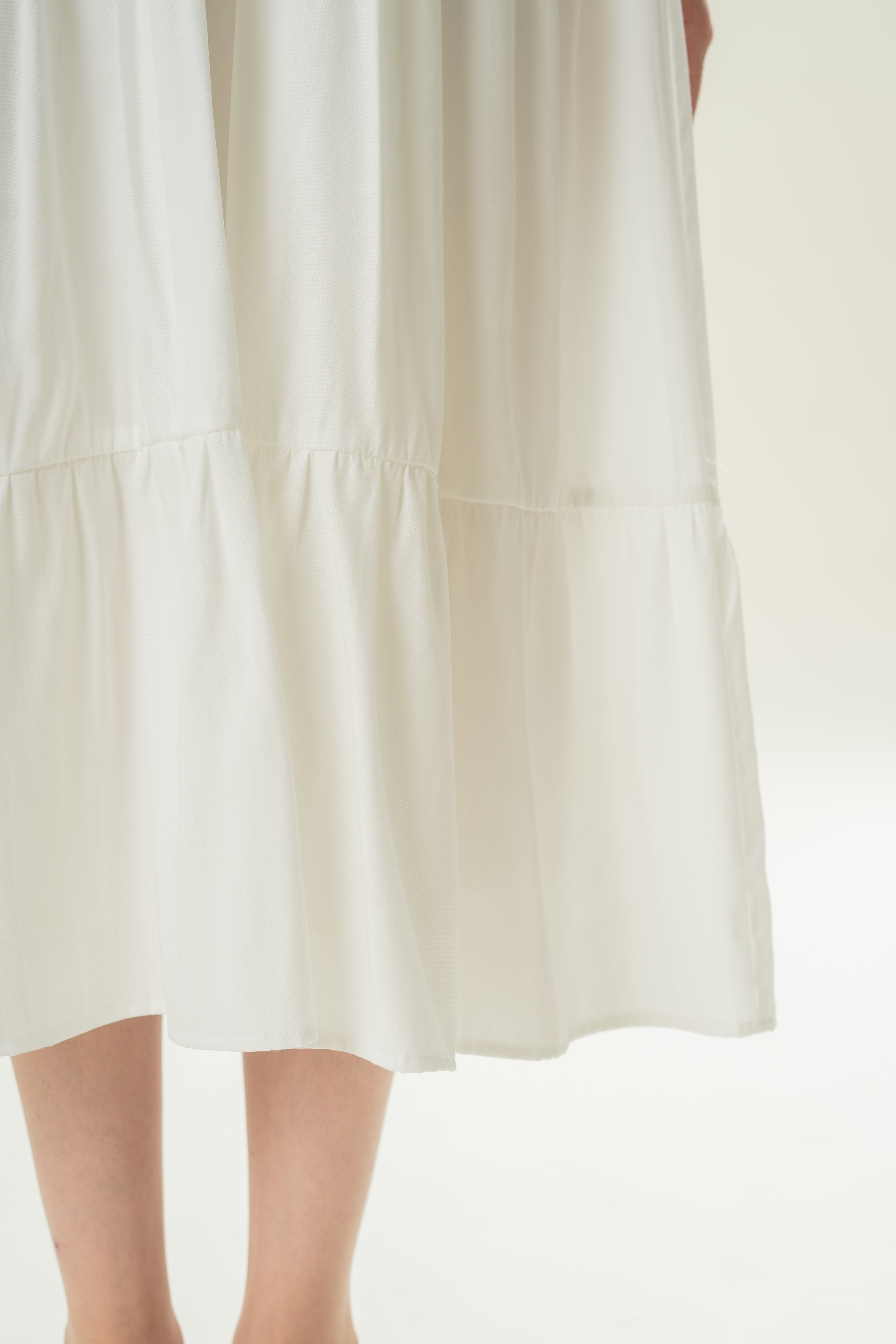 Cotton Blend Tiered Maxi Dress in White