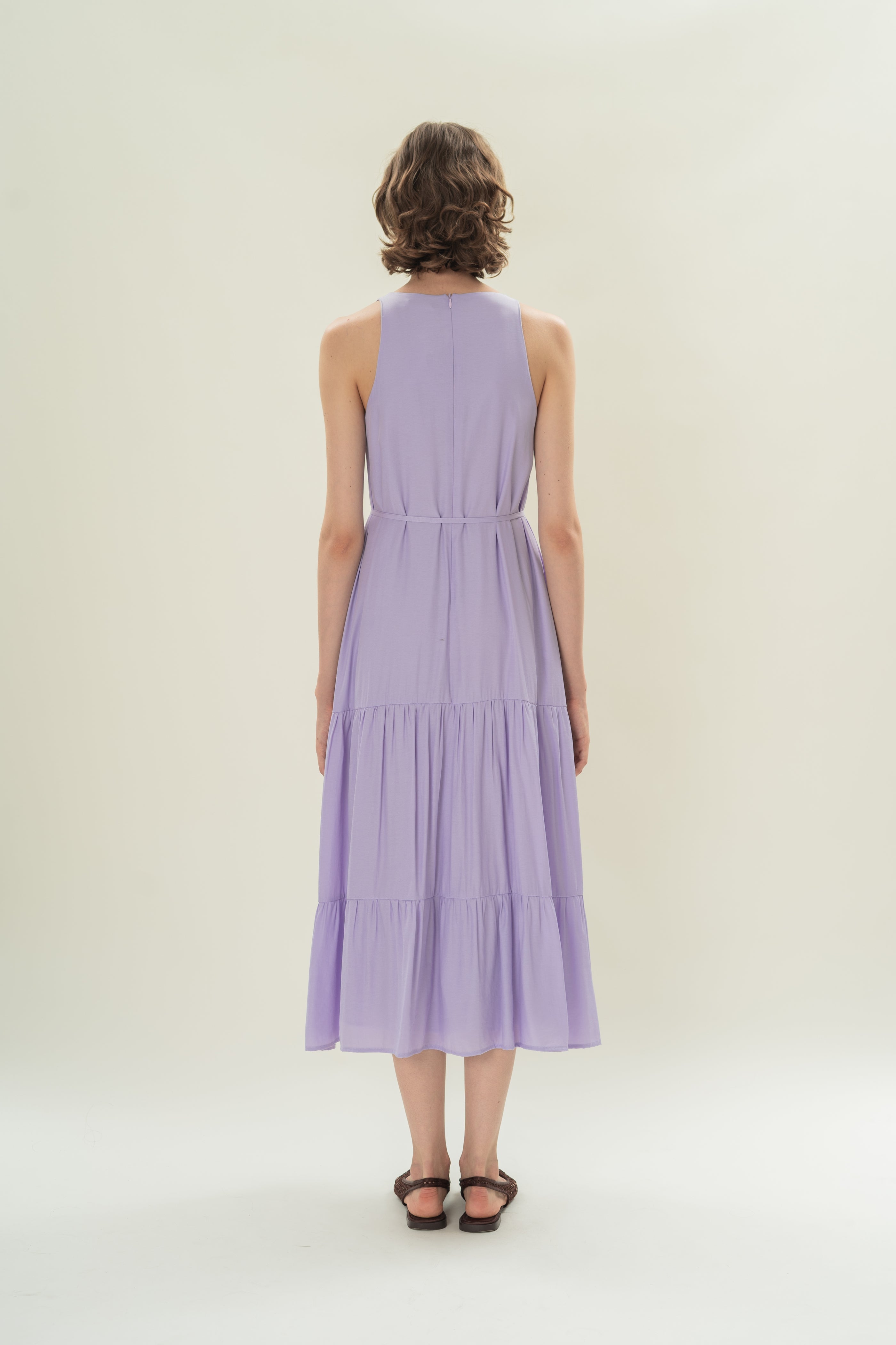 Cotton Blend Tiered Maxi Dress in Orchid