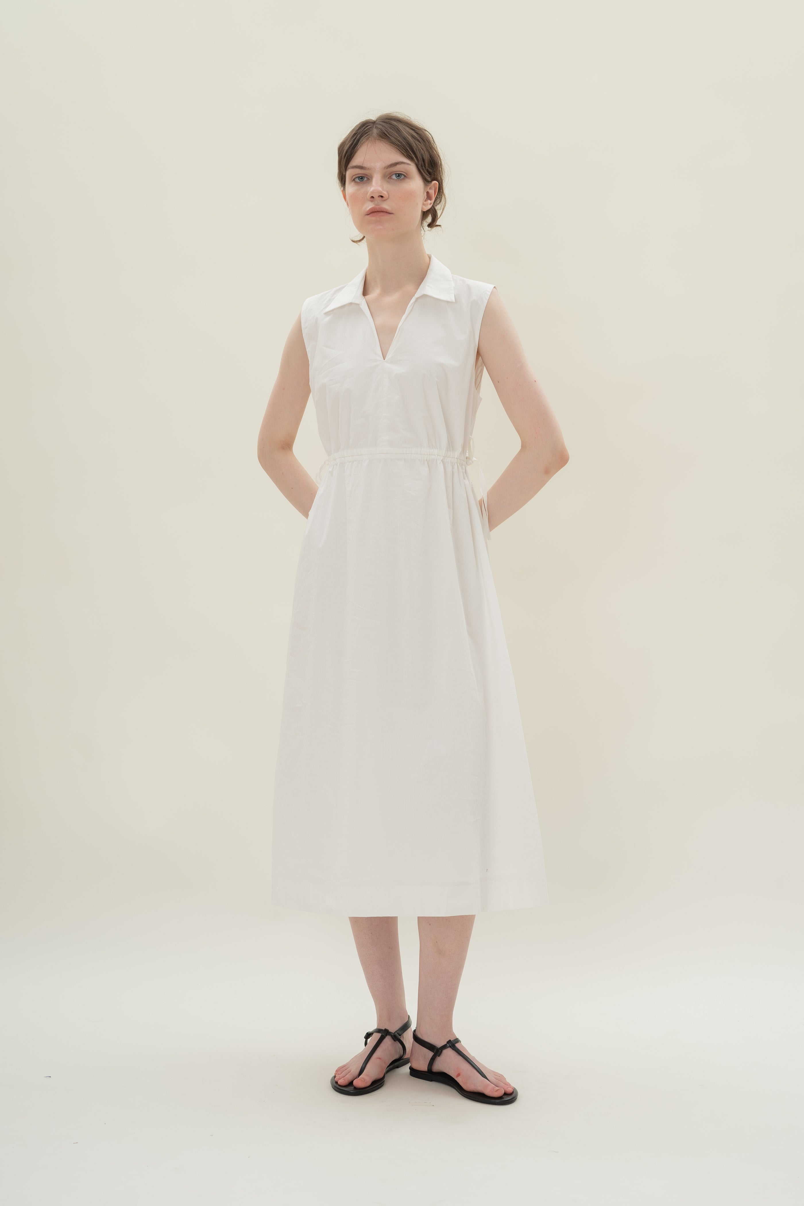 Collared Dress With Cut-Out in White