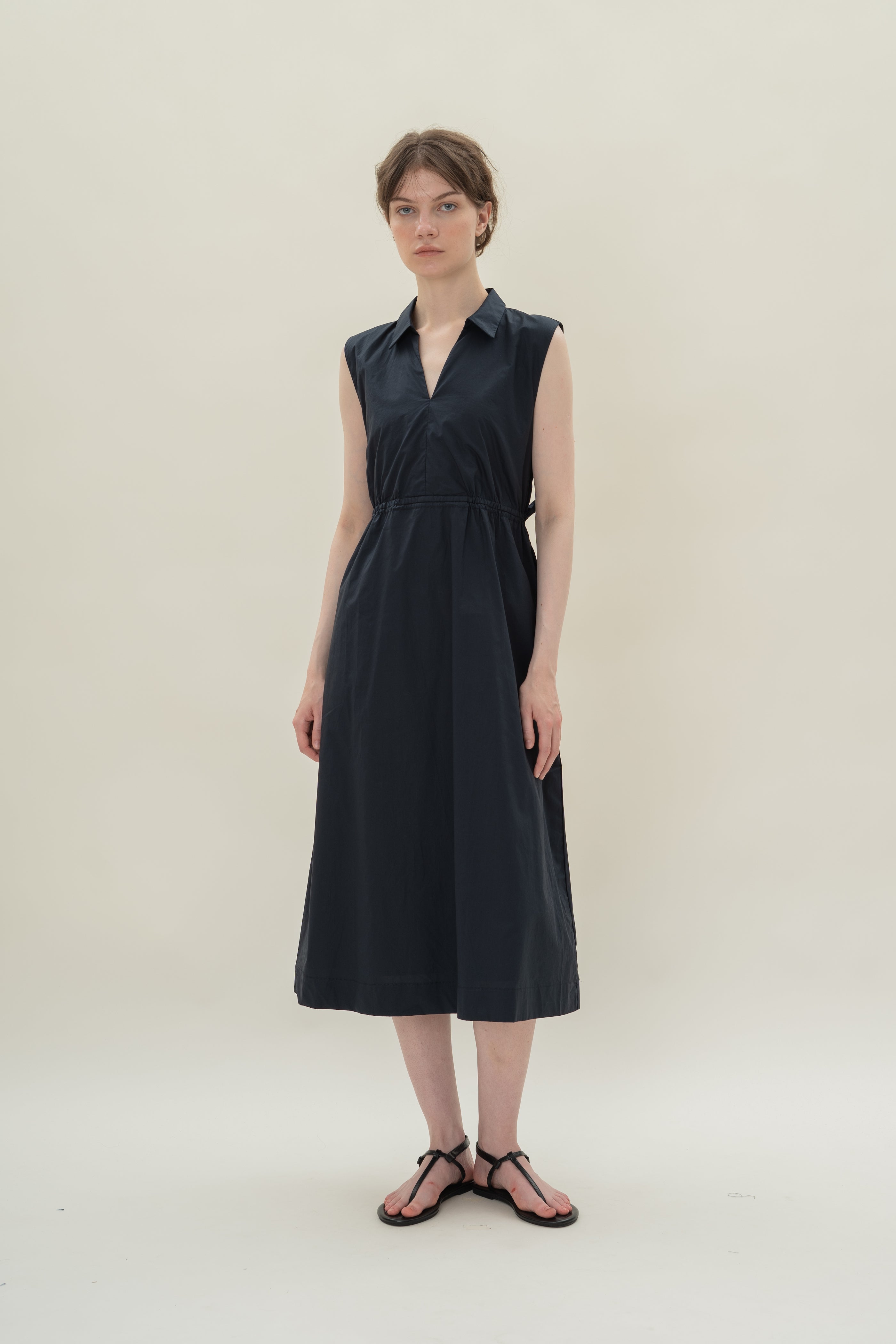Collared Dress With Cut-Out in Midnight