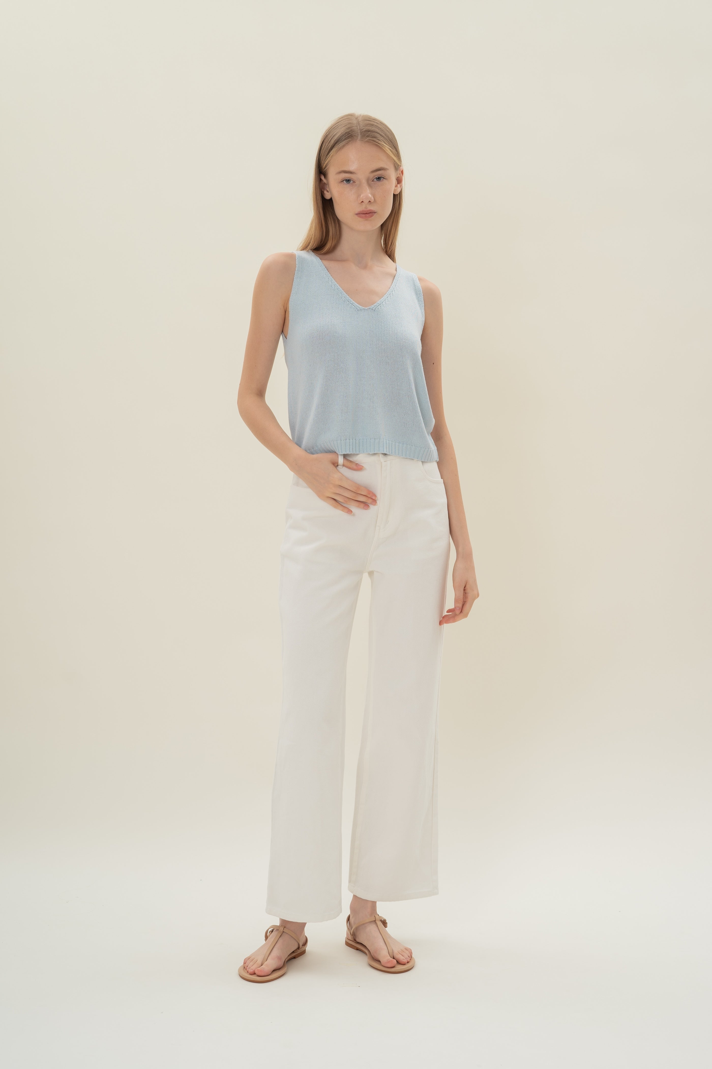 Loose Knit Tank in Lake Blue