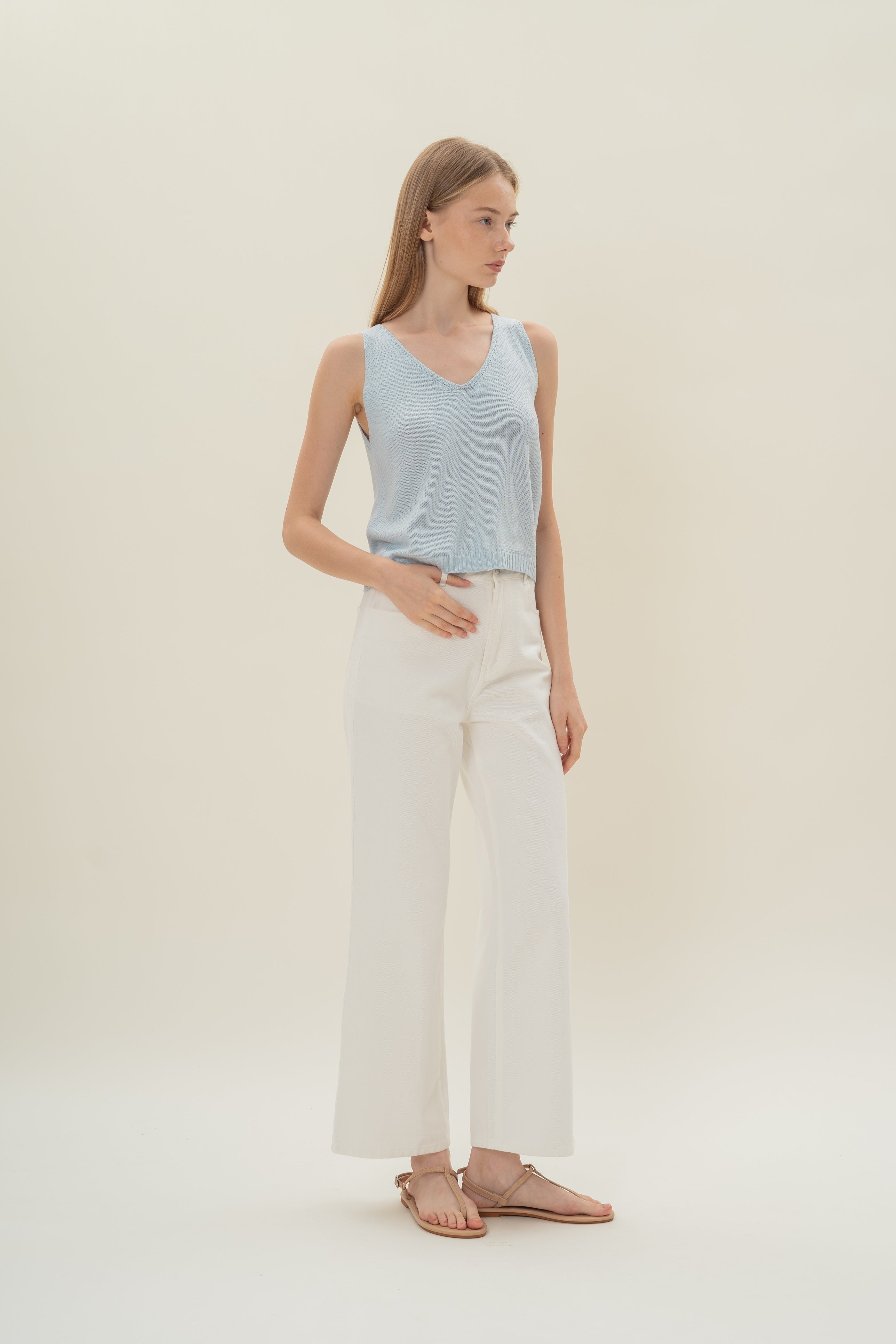 Loose Knit Tank in Lake Blue