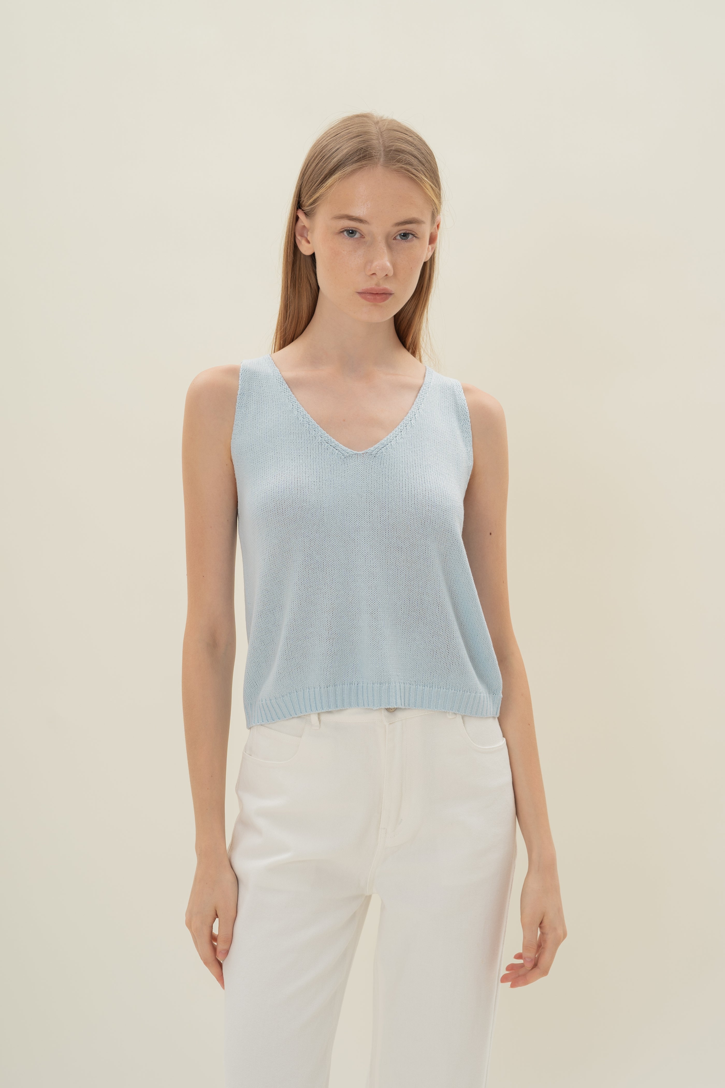 Loose Knit Tank in Lake Blue