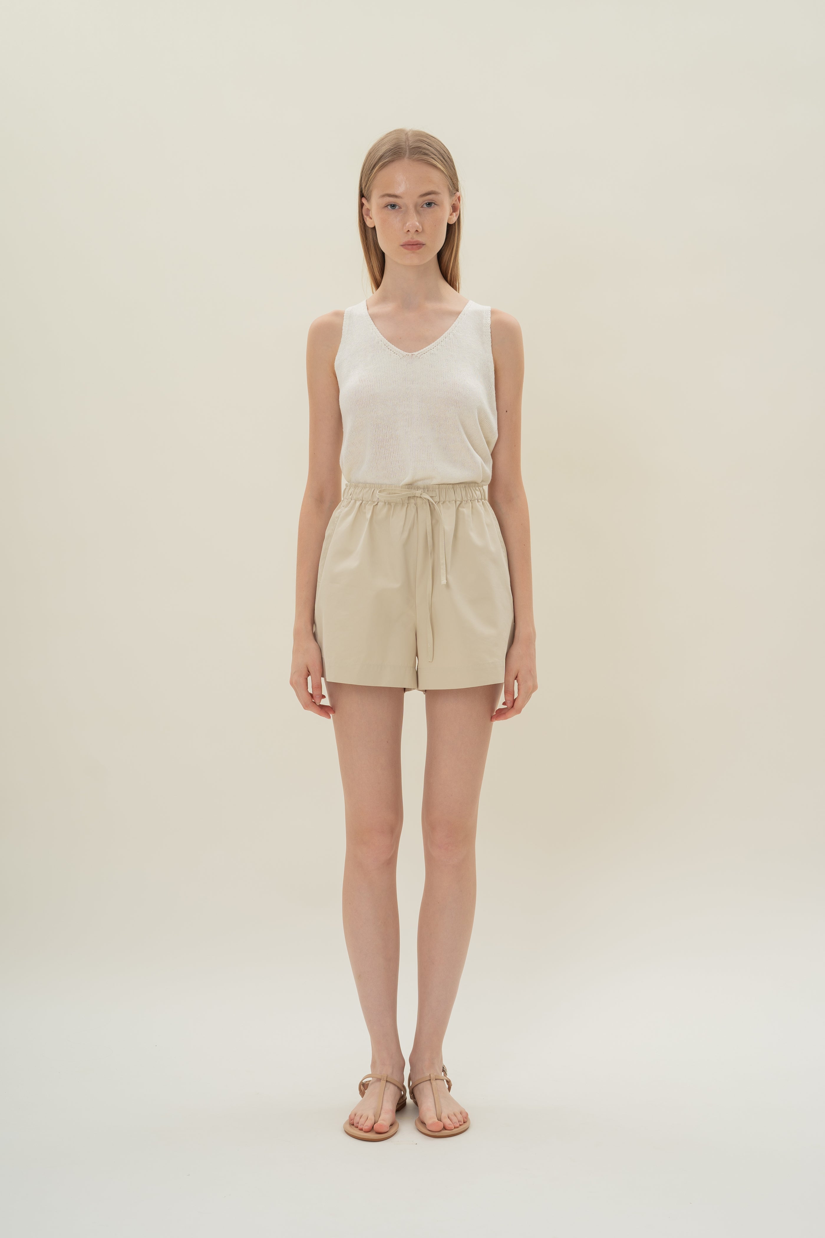 Gathered Waist Shorts in Natural