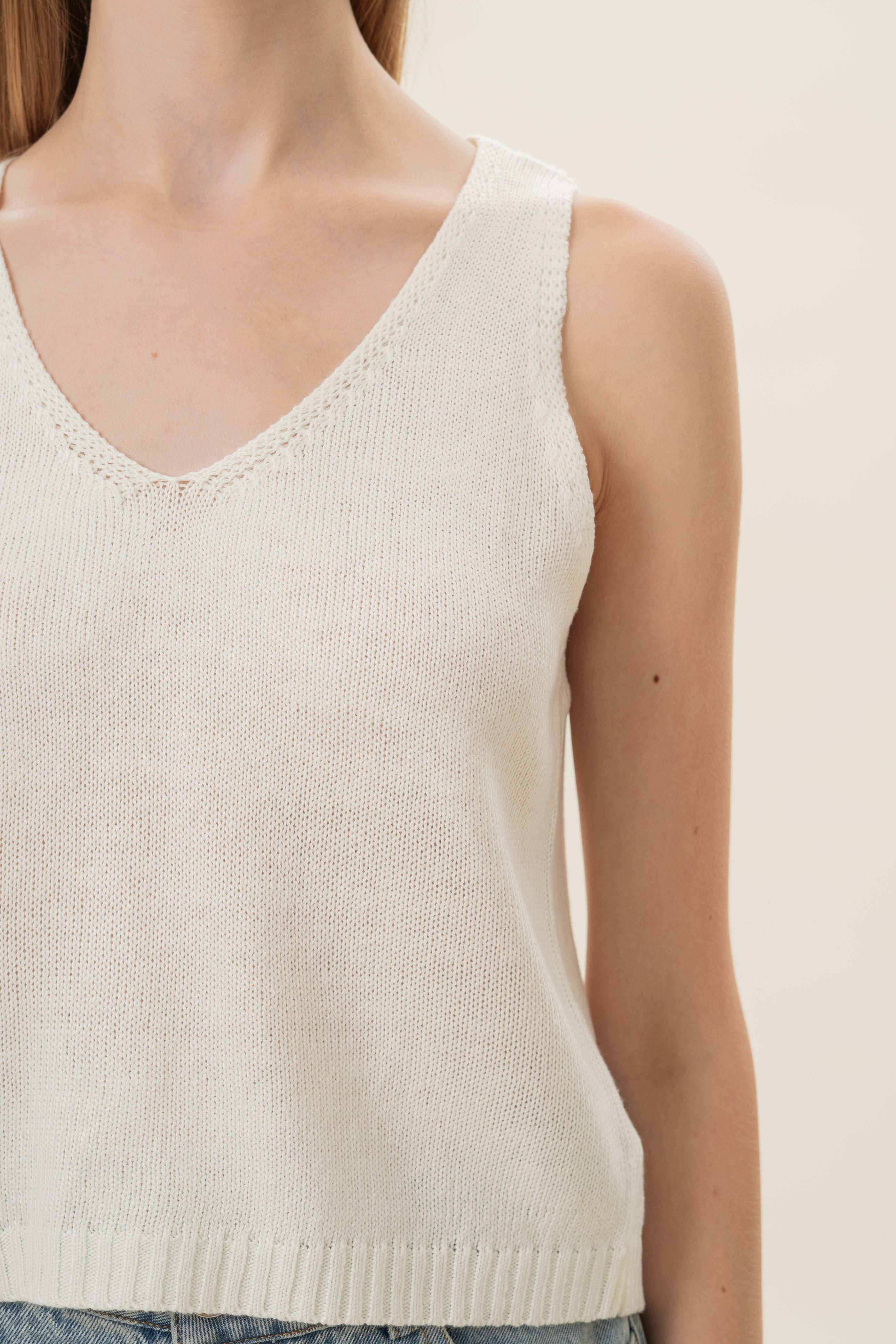 Loose Knit Tank in White