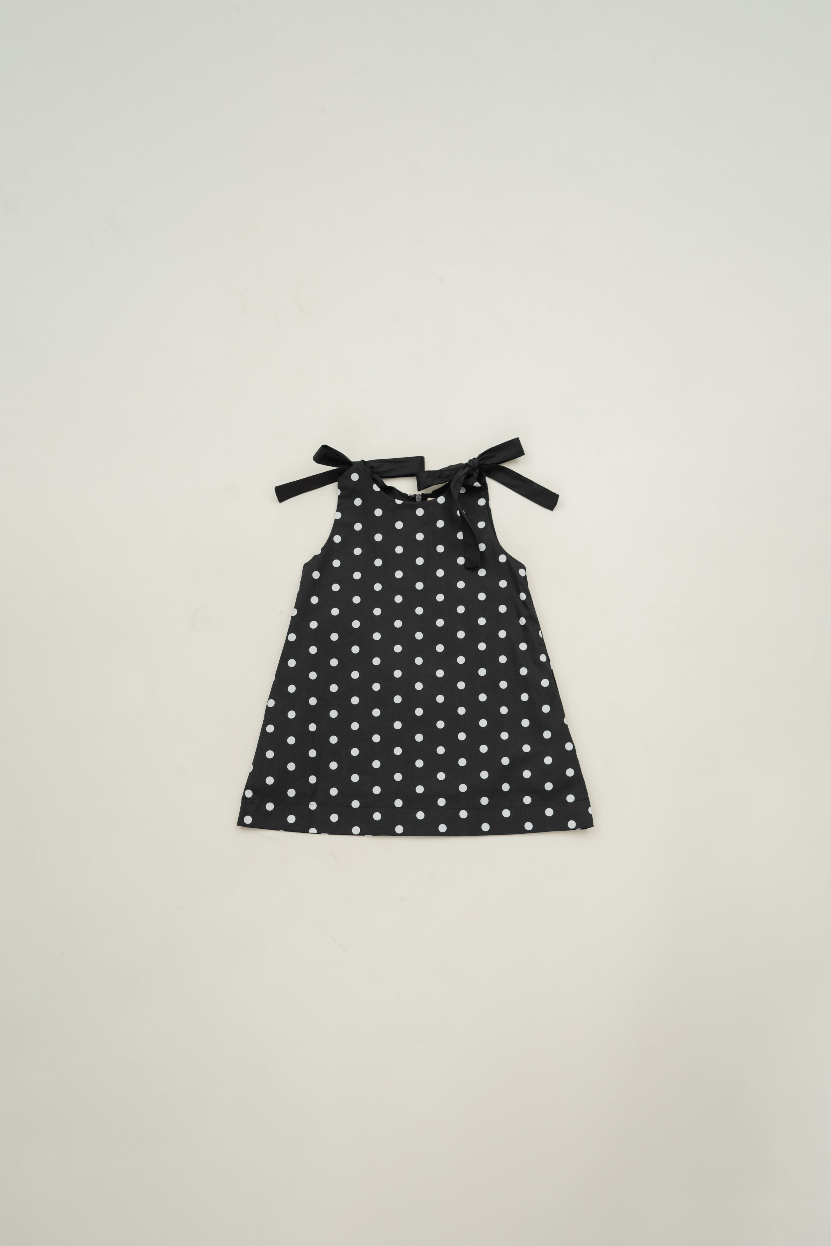 Mini Ribbon Tie A-line Dress in Polka Dot