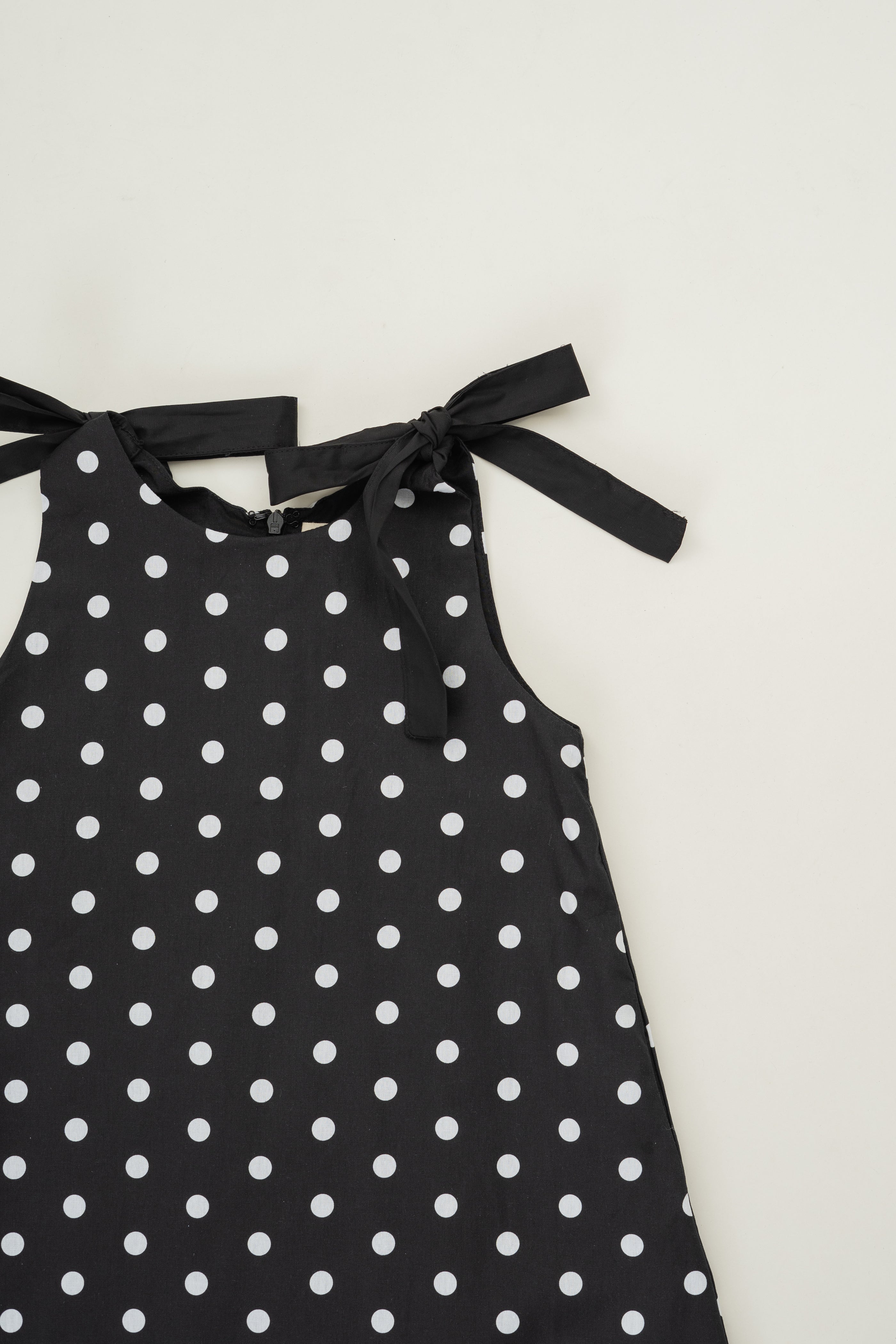 Mini Ribbon Tie A-line Dress in Polka Dot